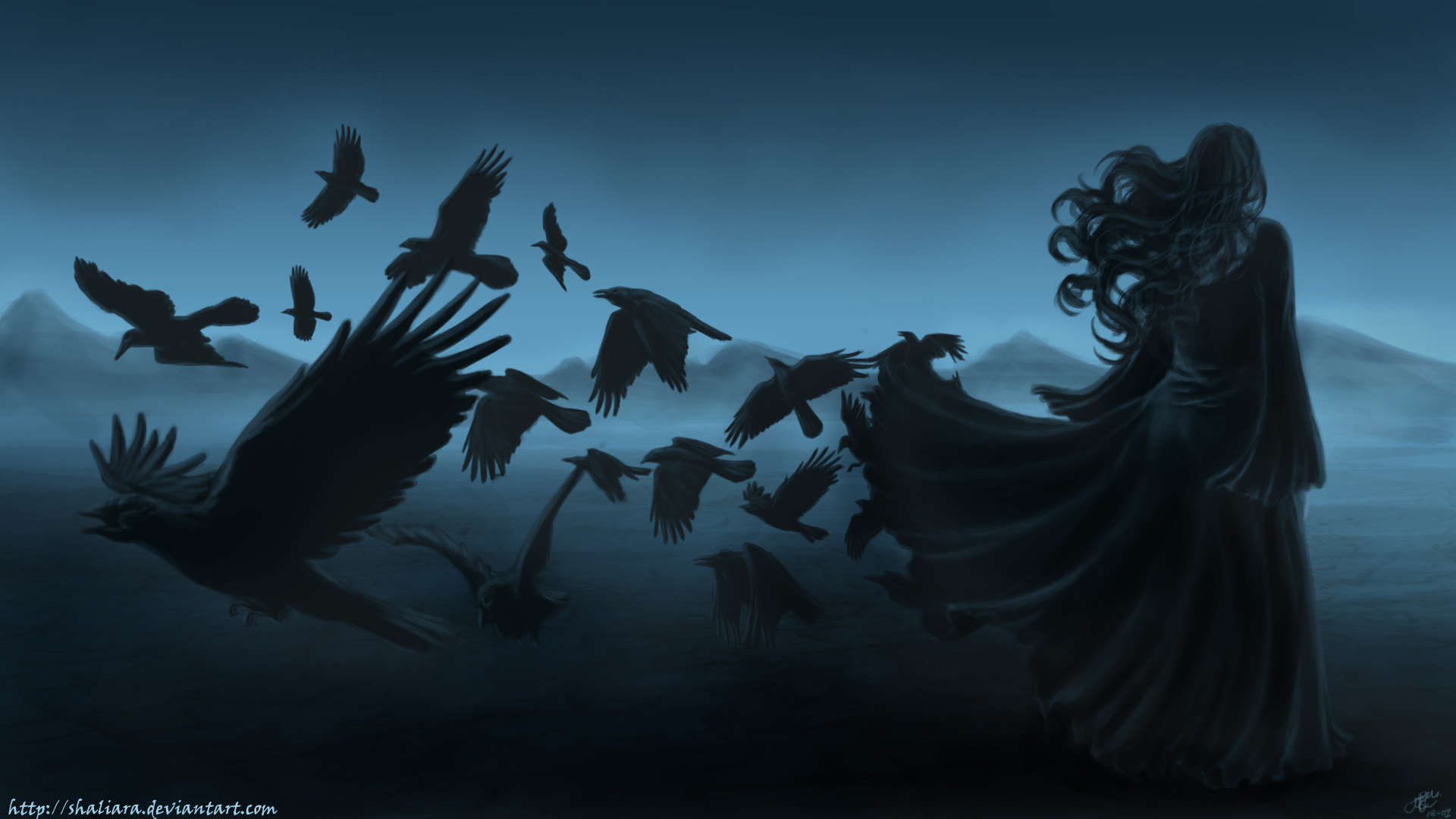 blue, women, dark, crow Free Stock Photo