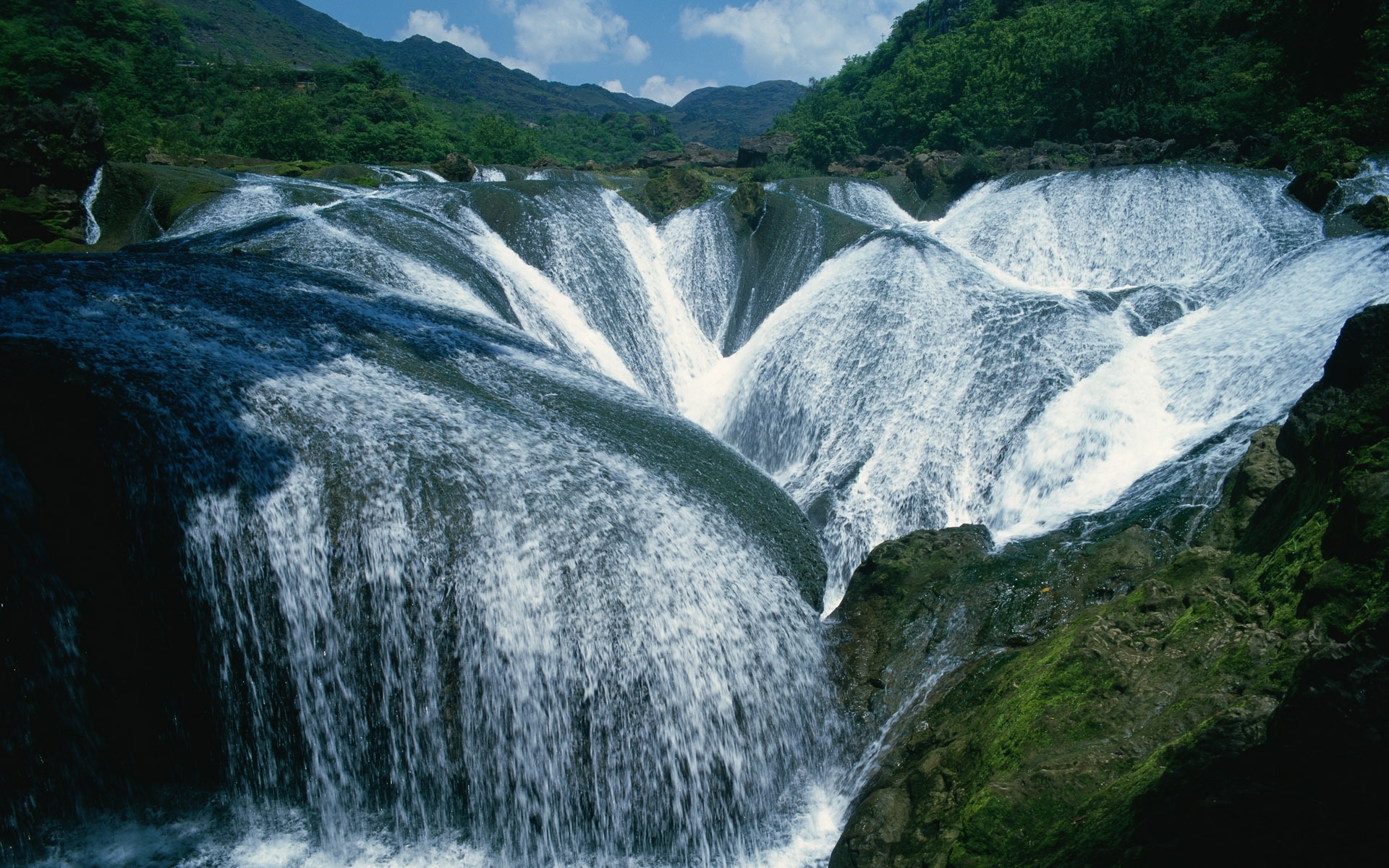 waterfalls, landscape, blue cellphone