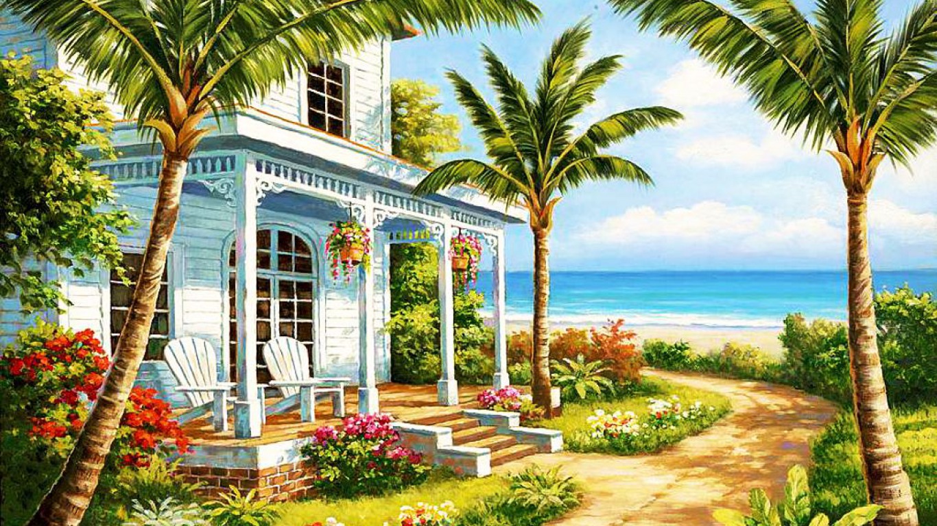 artistic, cottage, painting