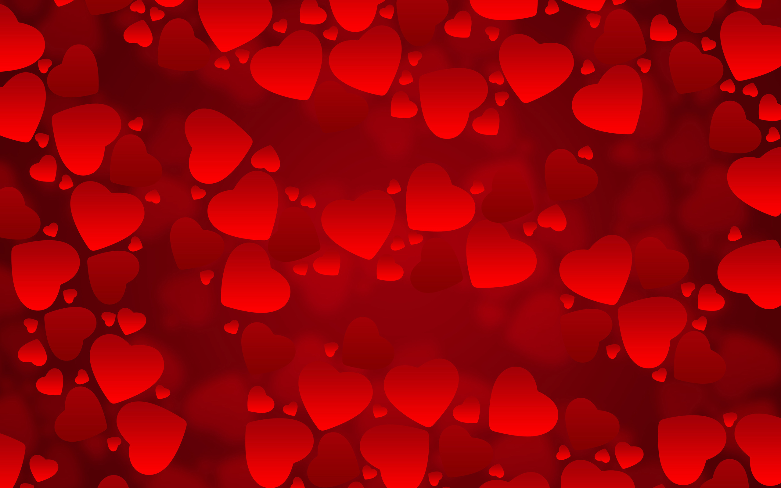 hearts, valentine's day, love, background, red 2160p