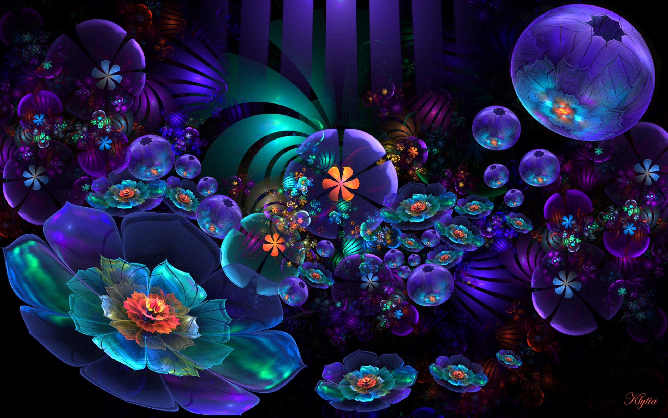 fractal, shine, abstract, flowers, dark, light, shroud Smartphone Background