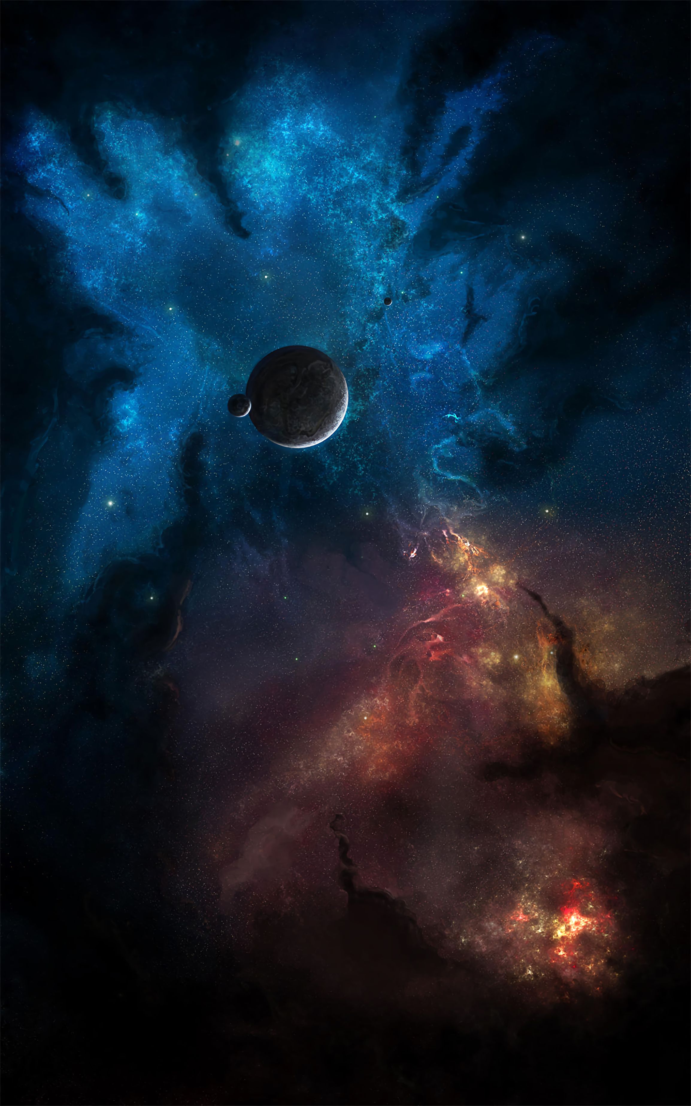 Nebula starry sky, universe, galaxy, planet Lock Screen