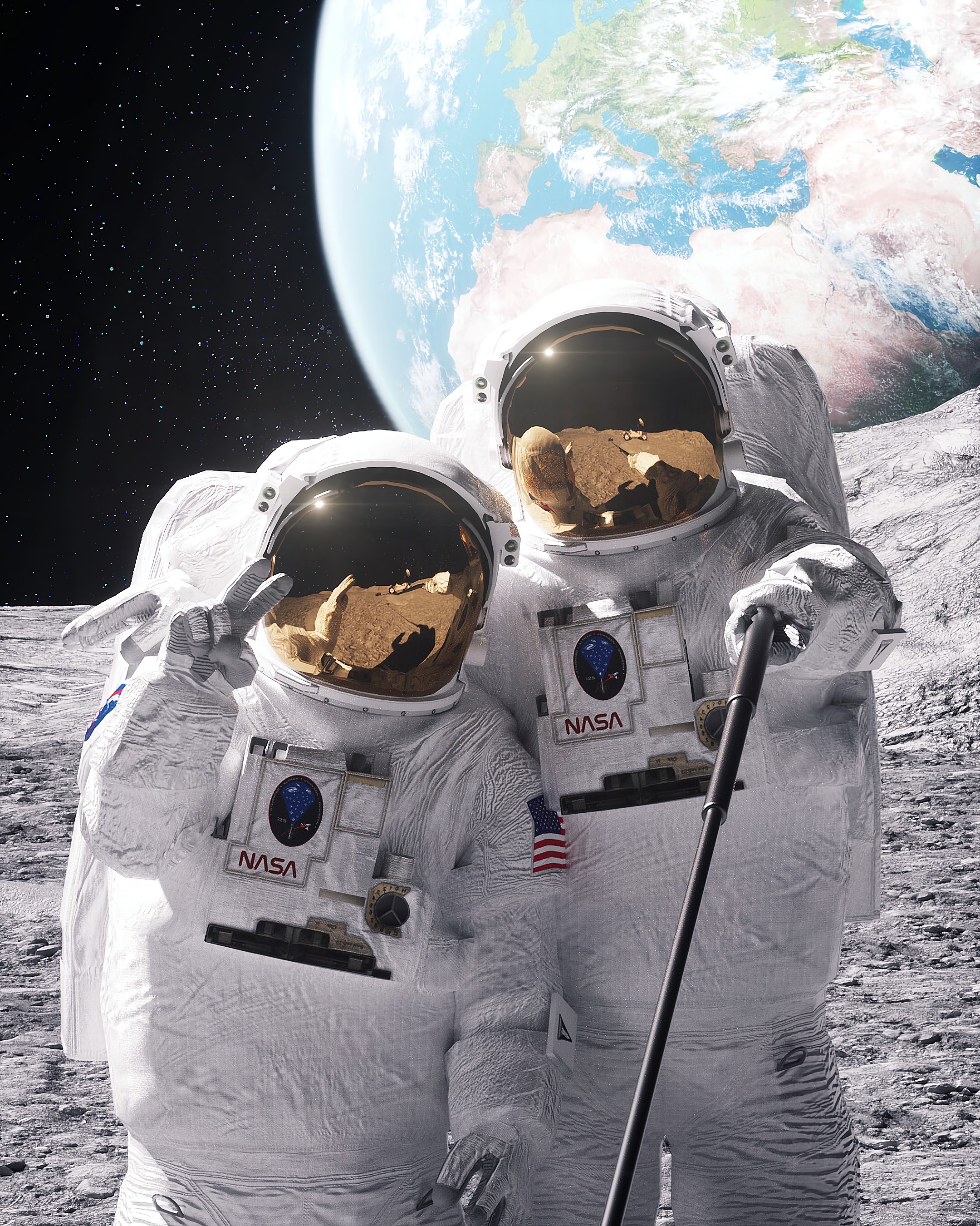 space suit, astronauts, selfies, cosmonauts Square Wallpapers