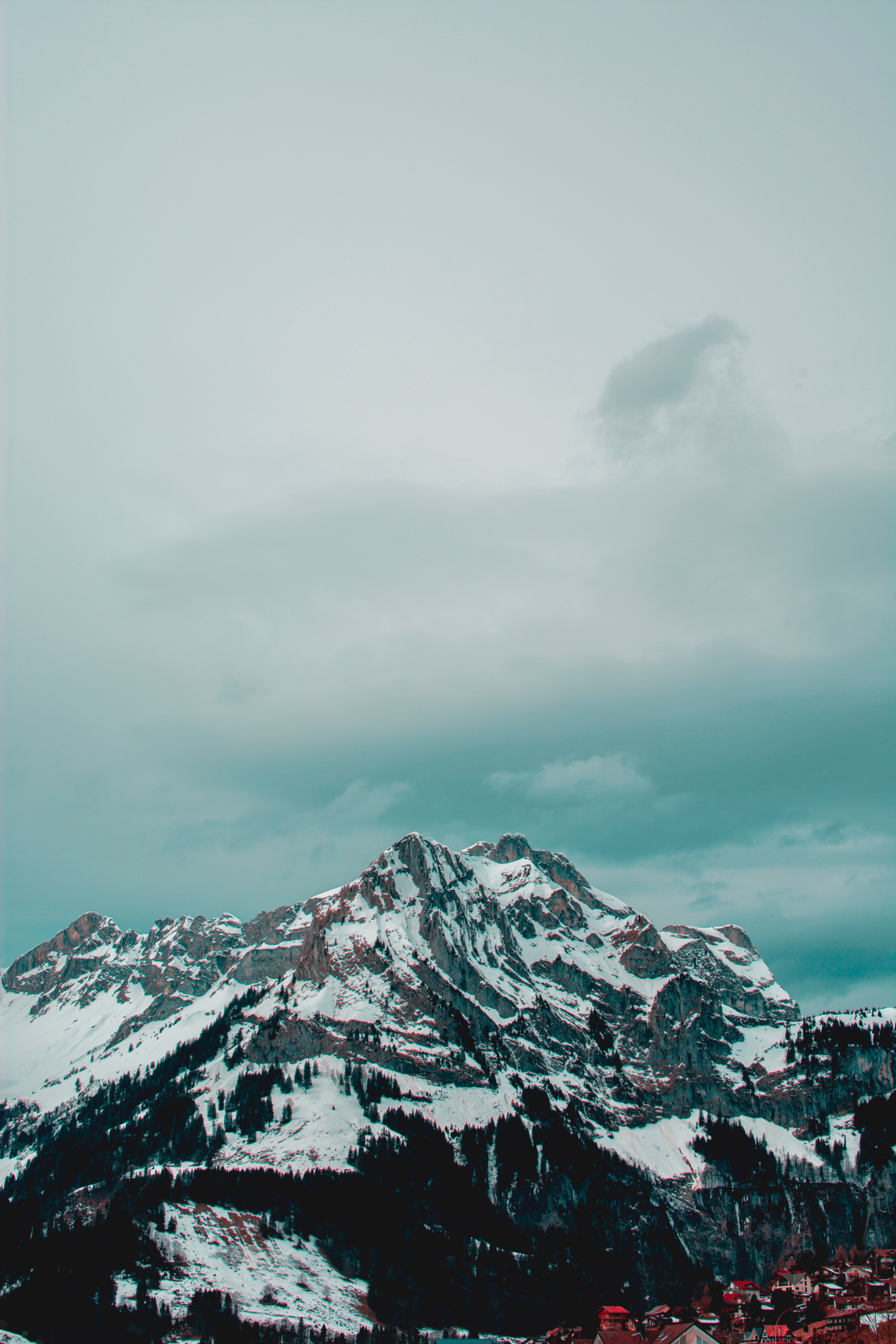 Laden Sie das Natur, Mountains, Clouds, Scheitel, Nach Oben, Dorf, Schneebedeckt, Snowbound-Bild kostenlos auf Ihren PC-Desktop herunter