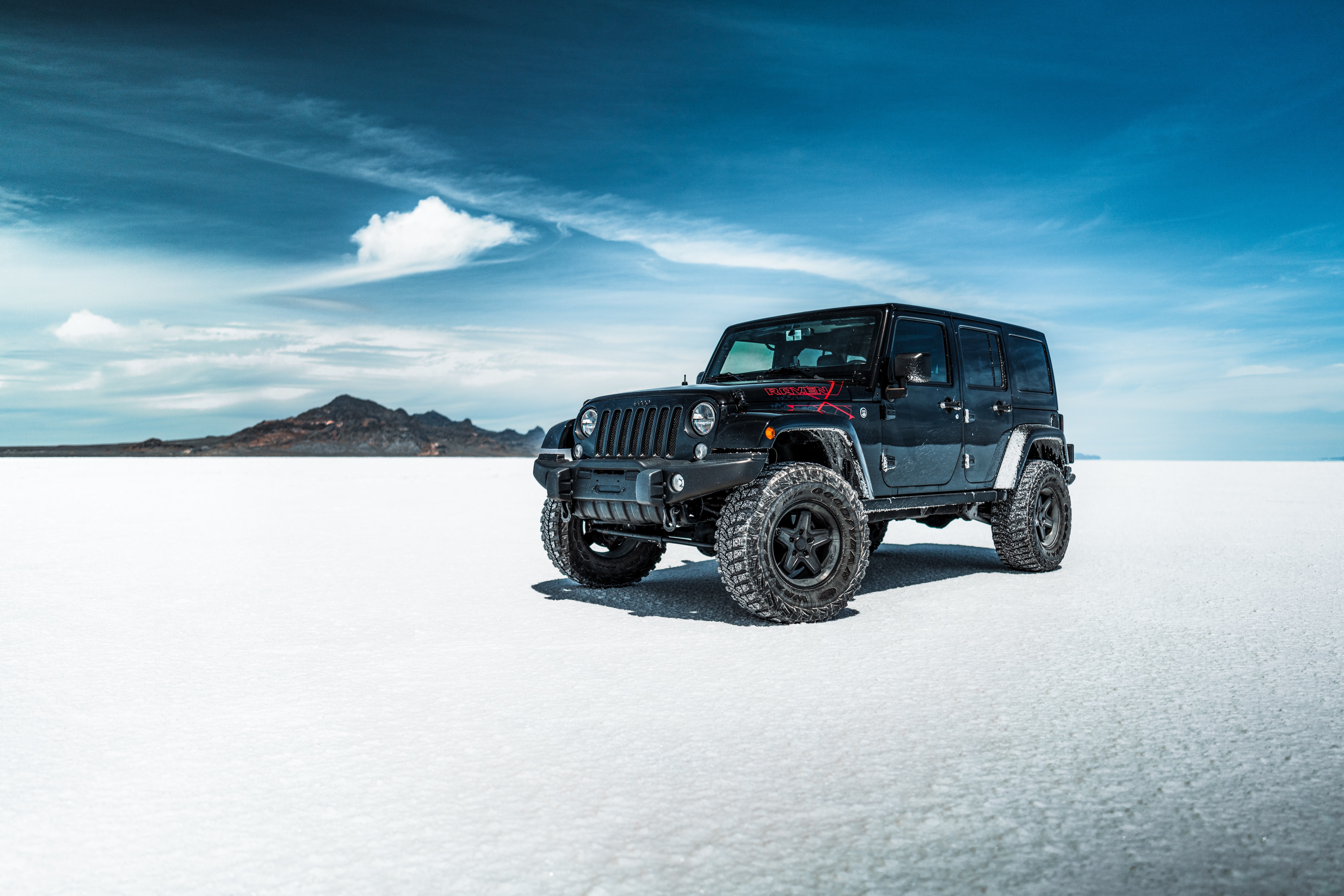 jeep, suv, cars, black, sky, desert, car Free Stock Photo