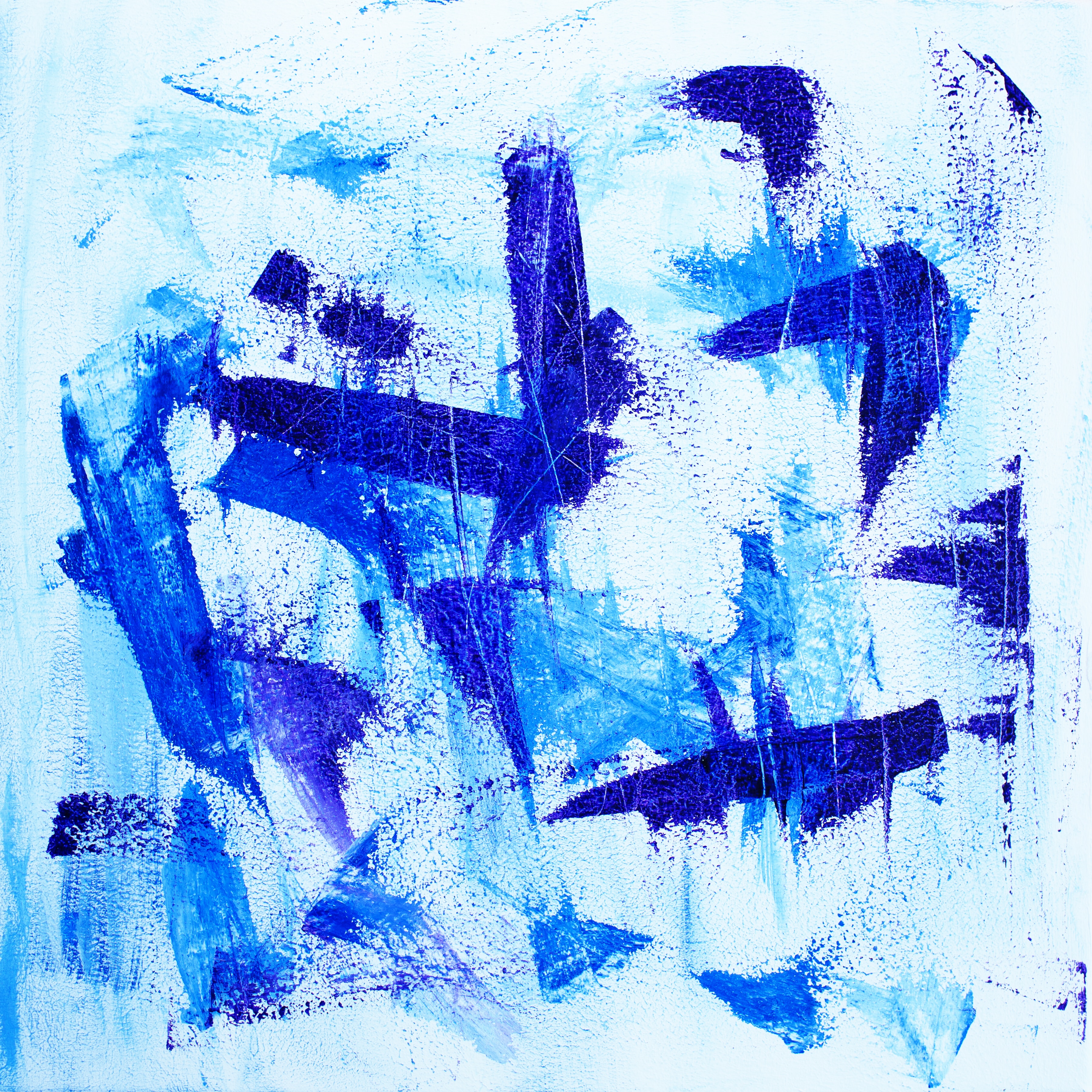 smears, blue, paint, wall, strokes, abstract