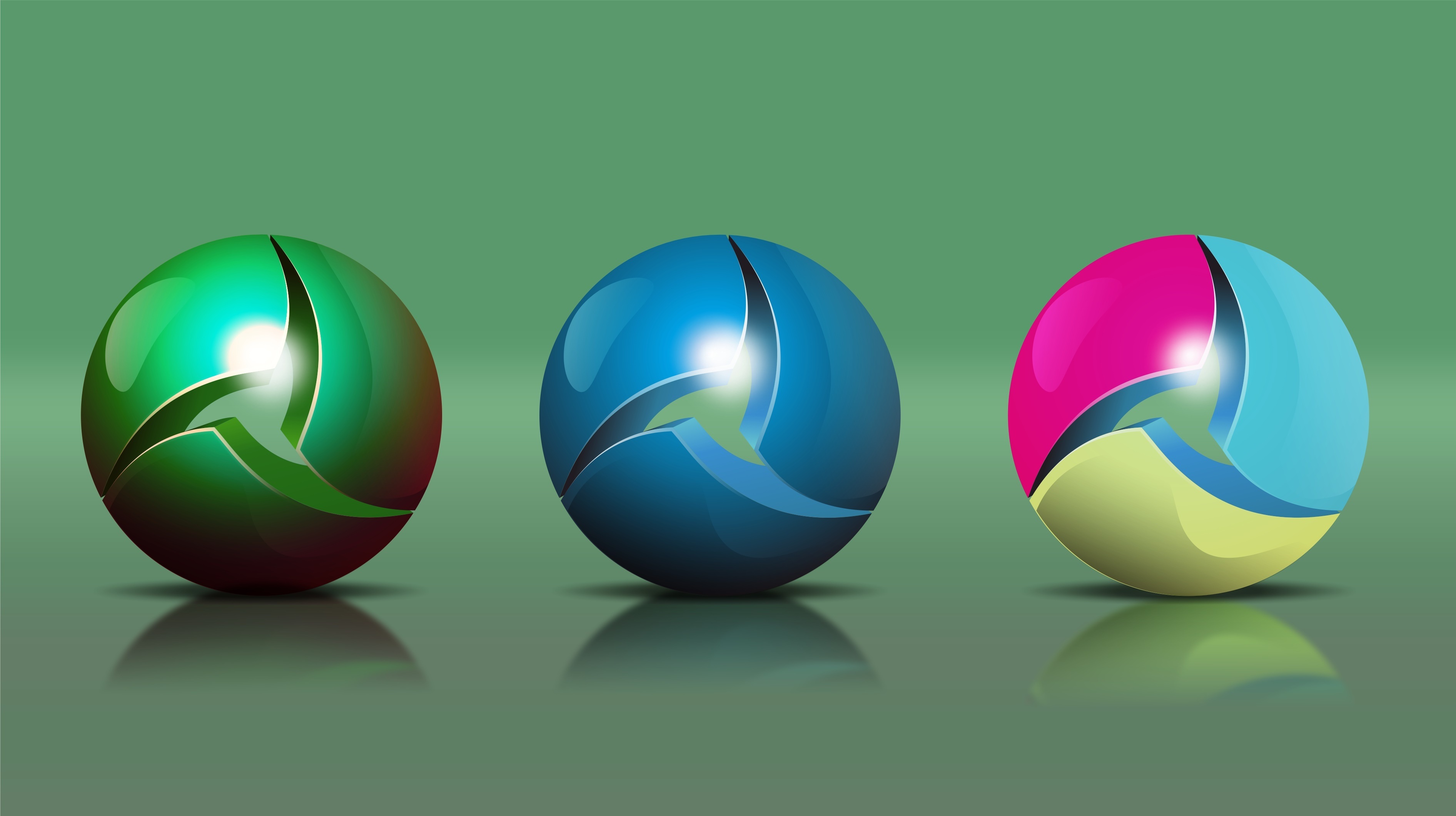 balls, forms, sphere, reflection Ultrawide Wallpapers
