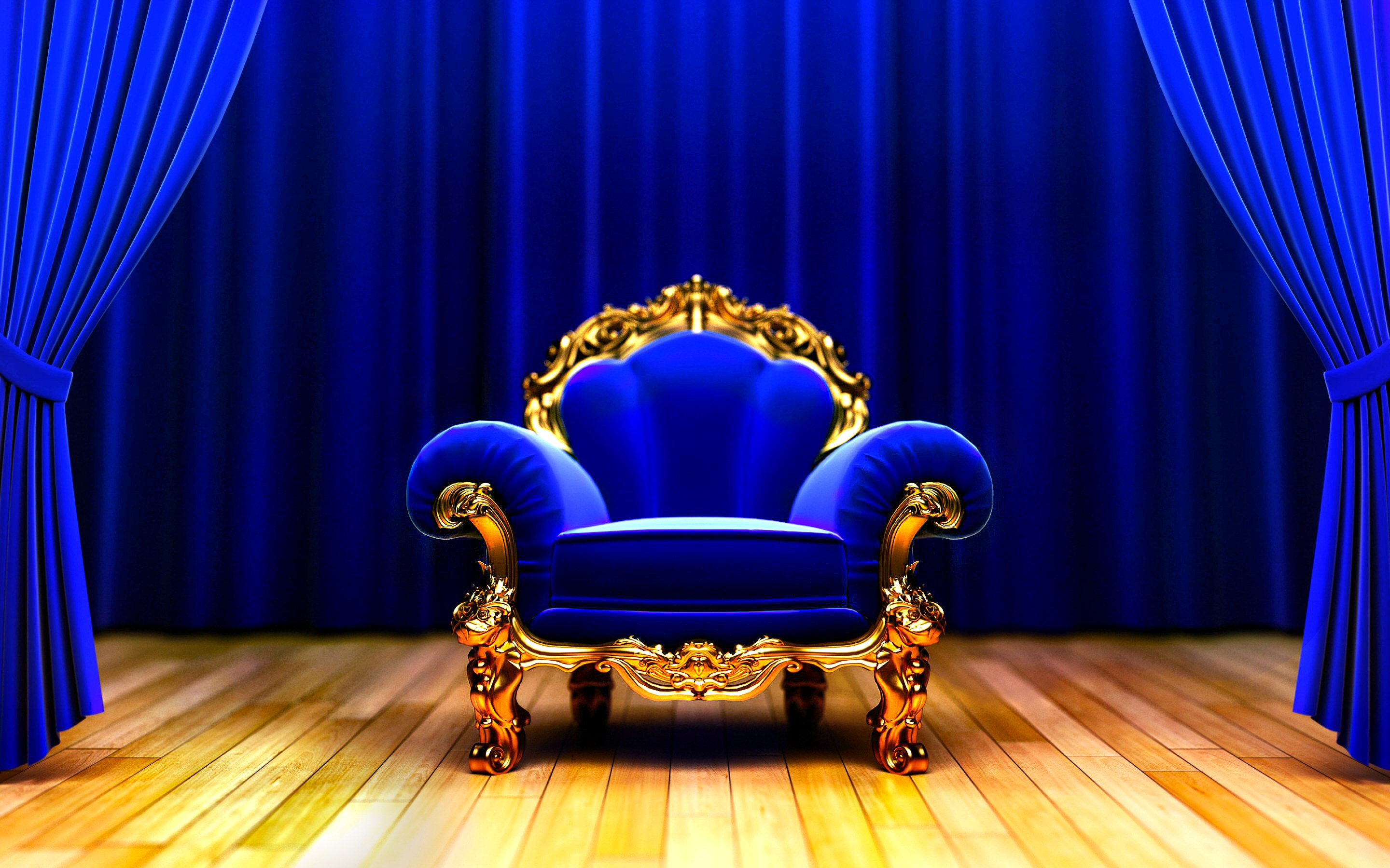 blue, chair, furniture, man made, armchair, blinds 4K Ultra