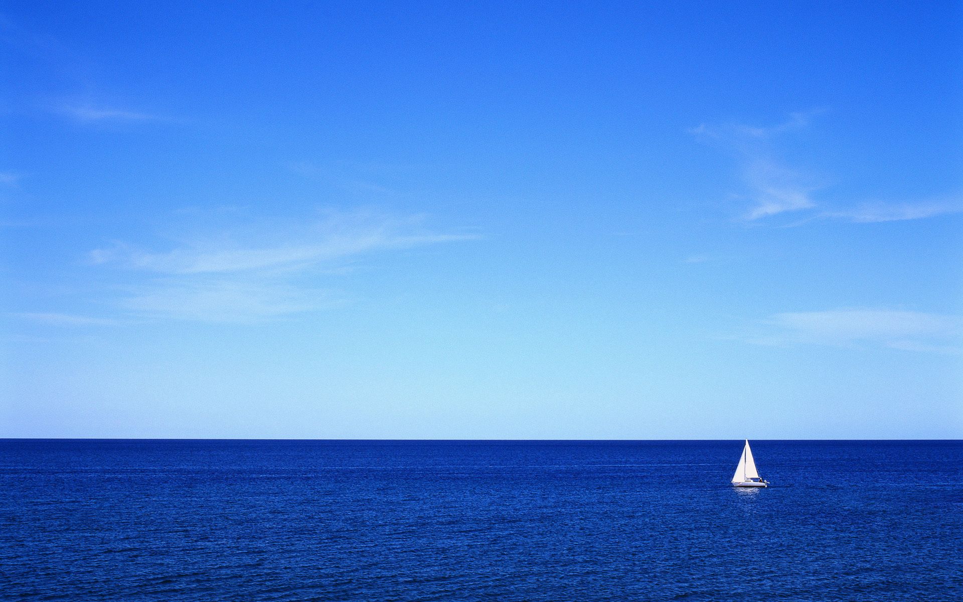 sky, minimalism, sea, silence, sail, yacht, serenity Full HD