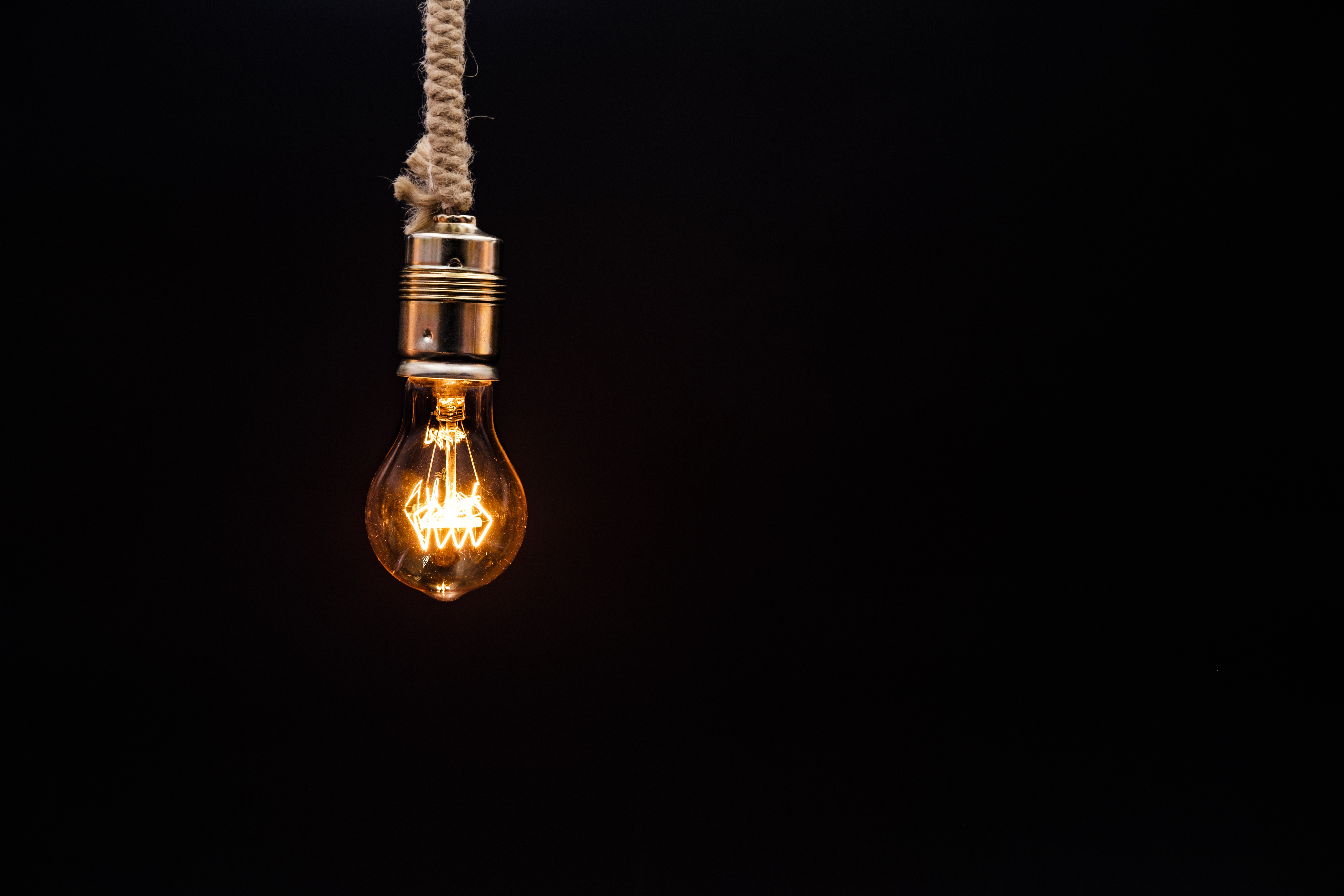 141605 download wallpaper minimalism, illumination, lighting, light bulb, electricity, rope, edison lamp, lamochka screensavers and pictures for free