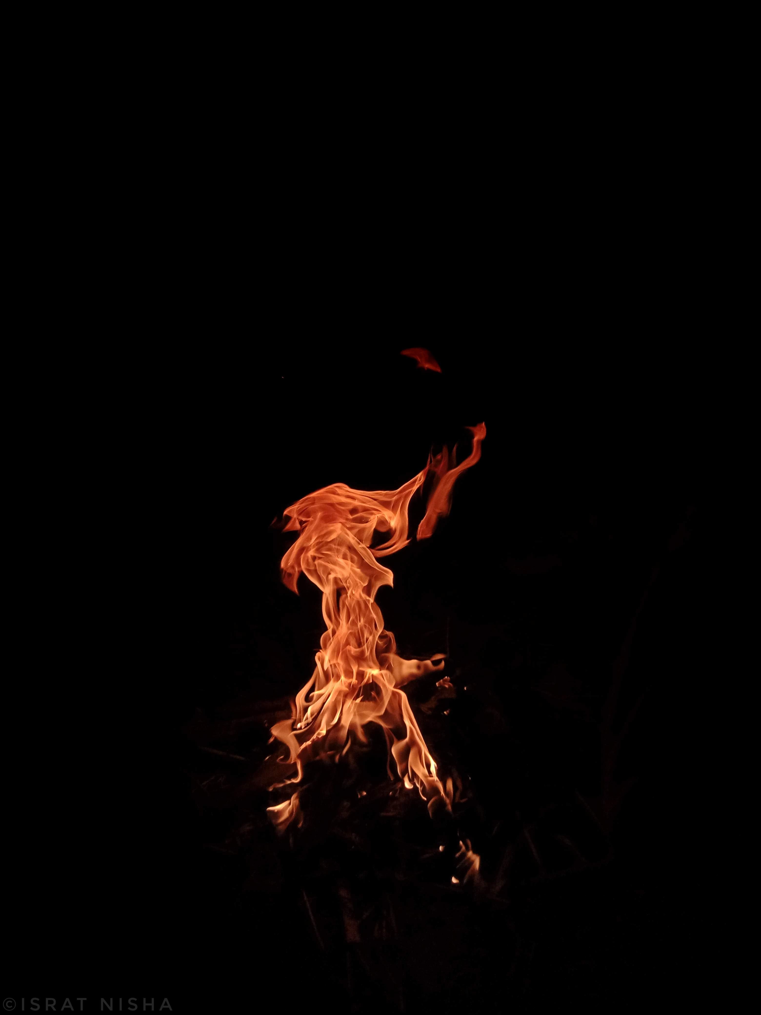 fire, night, dark, flame, sparks 2160p