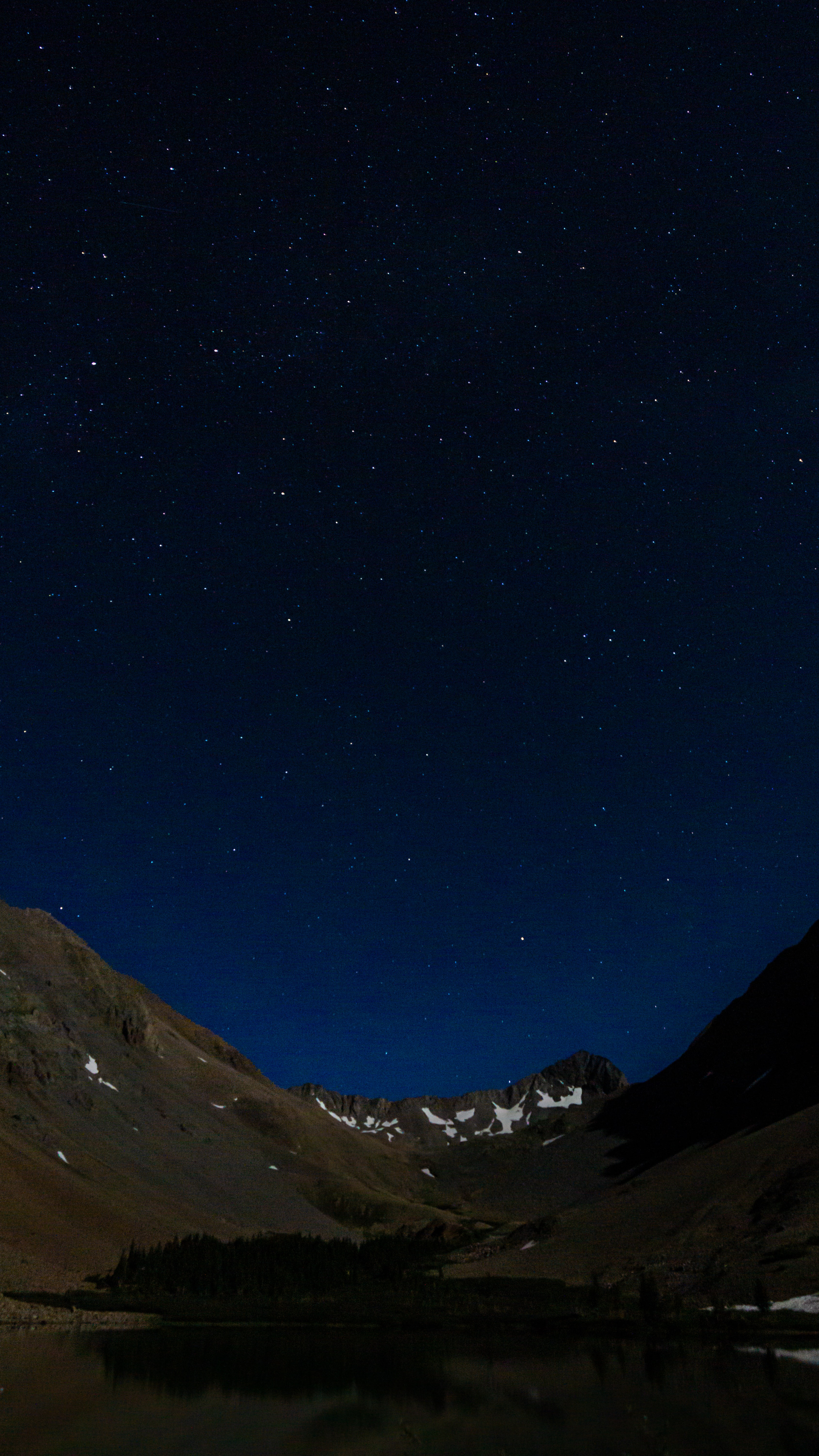 mountains, night, lake, dark, starry sky, relief