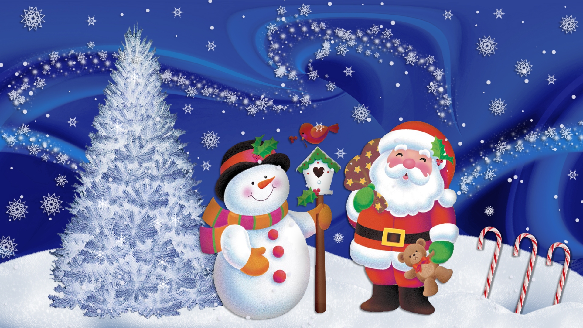 615753壁紙のダウンロード雪だるま, ホリデー, クリスマス, サンタ-スクリーンセーバーと写真を無料で
