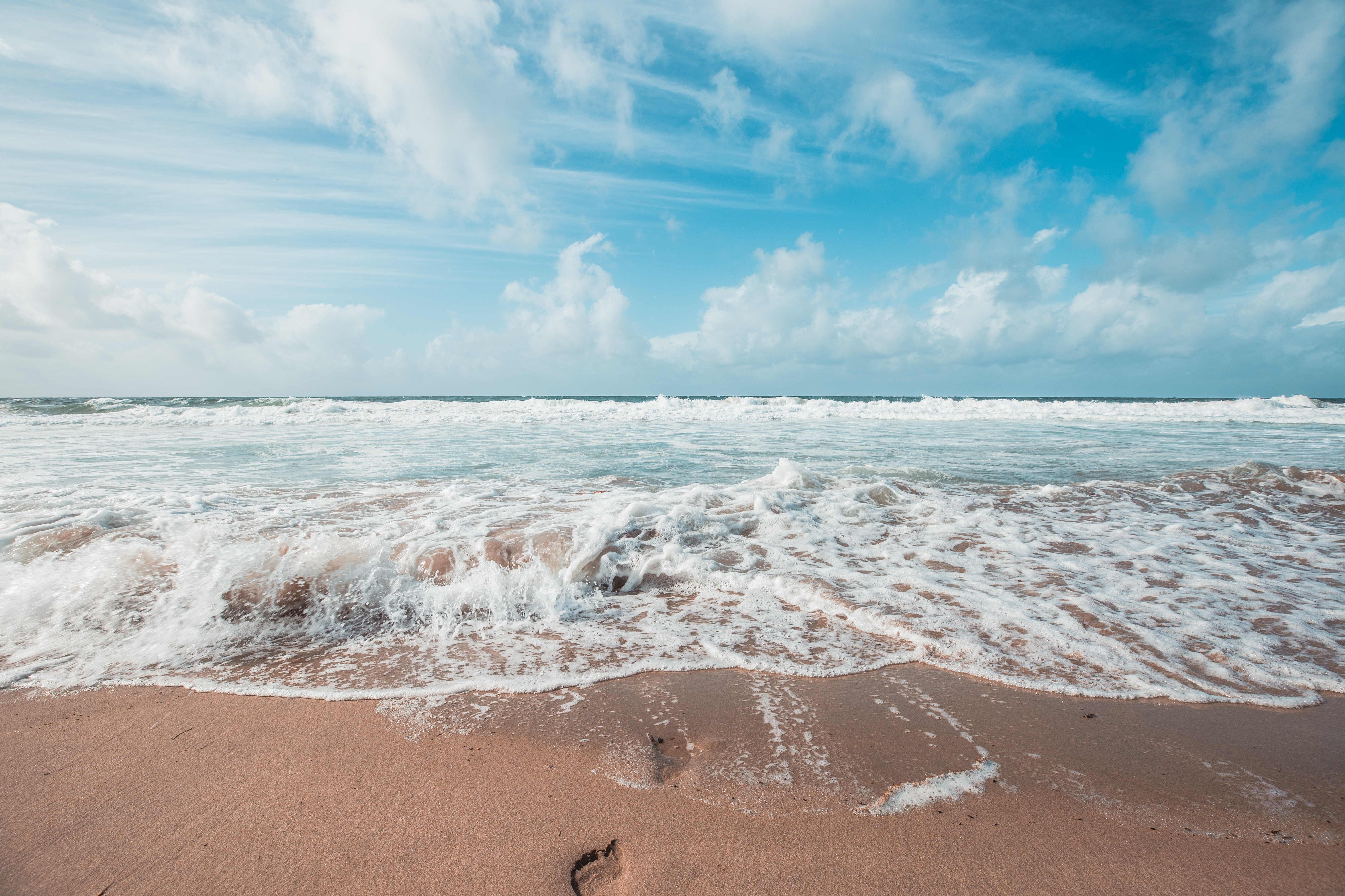 ocean, nature, waves, sand, foam, surf, traces cellphone