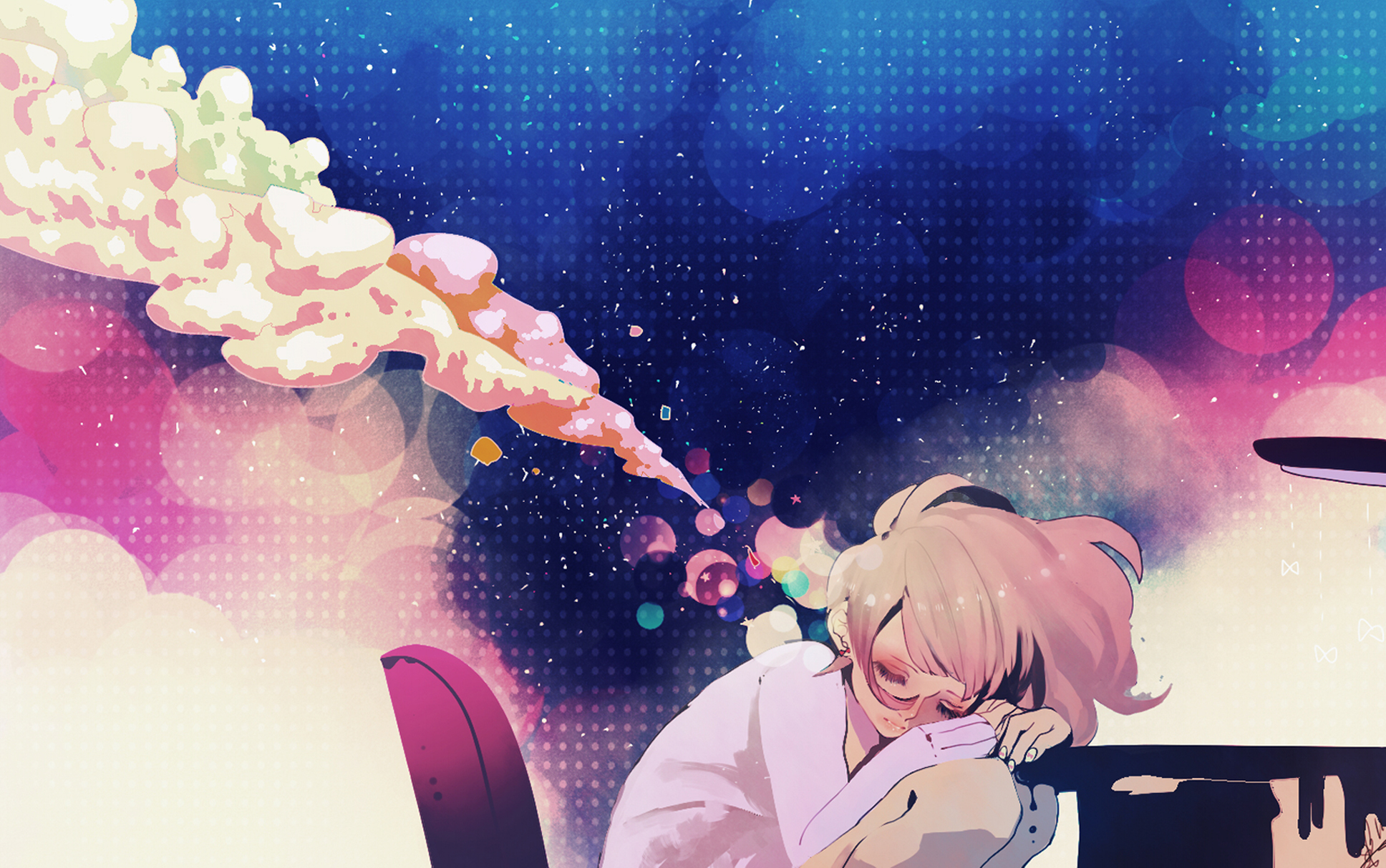 girl, anime, table, dreams, reverie Aesthetic wallpaper