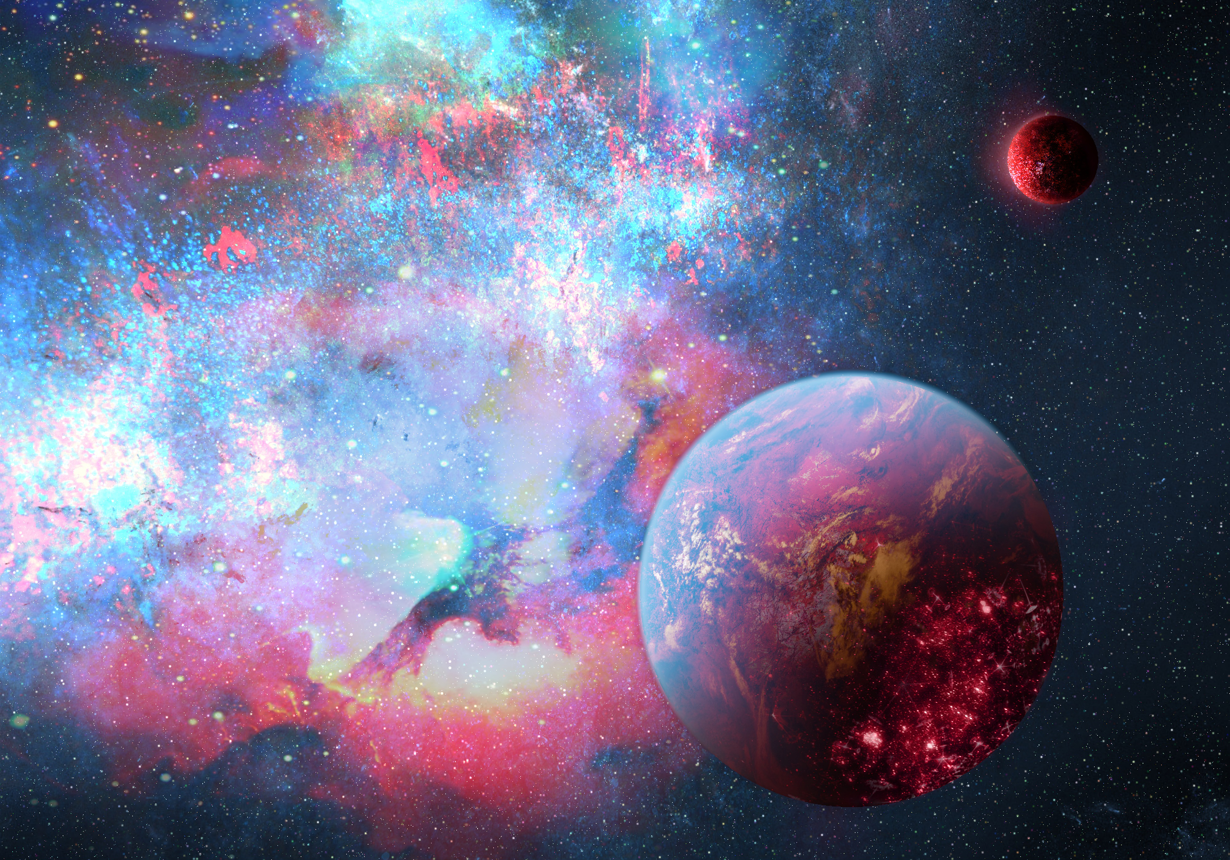 Laden Sie das Planets, Universum, Sterne, Nebel, Glühen, Glow-Bild kostenlos auf Ihren PC-Desktop herunter