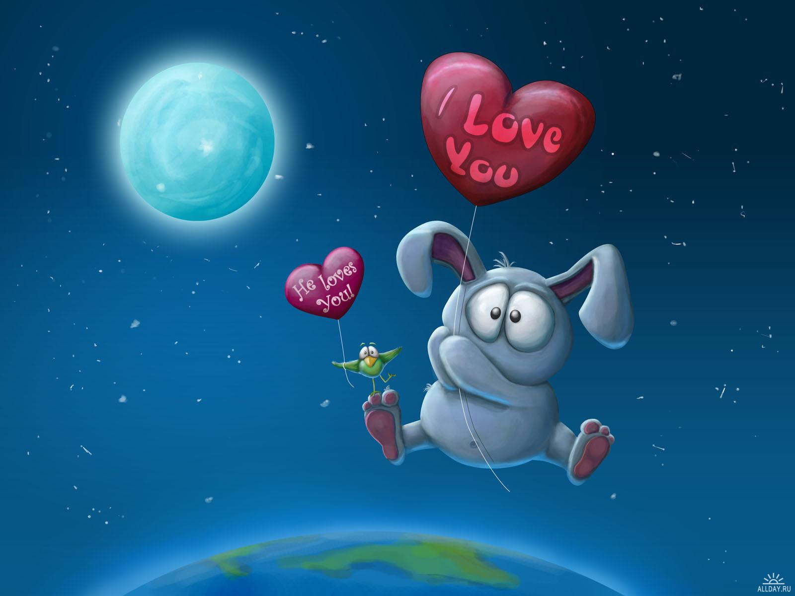 15009 download wallpaper funny, animals, rabbits, love, valentine's day, pictures, blue screensavers and pictures for free