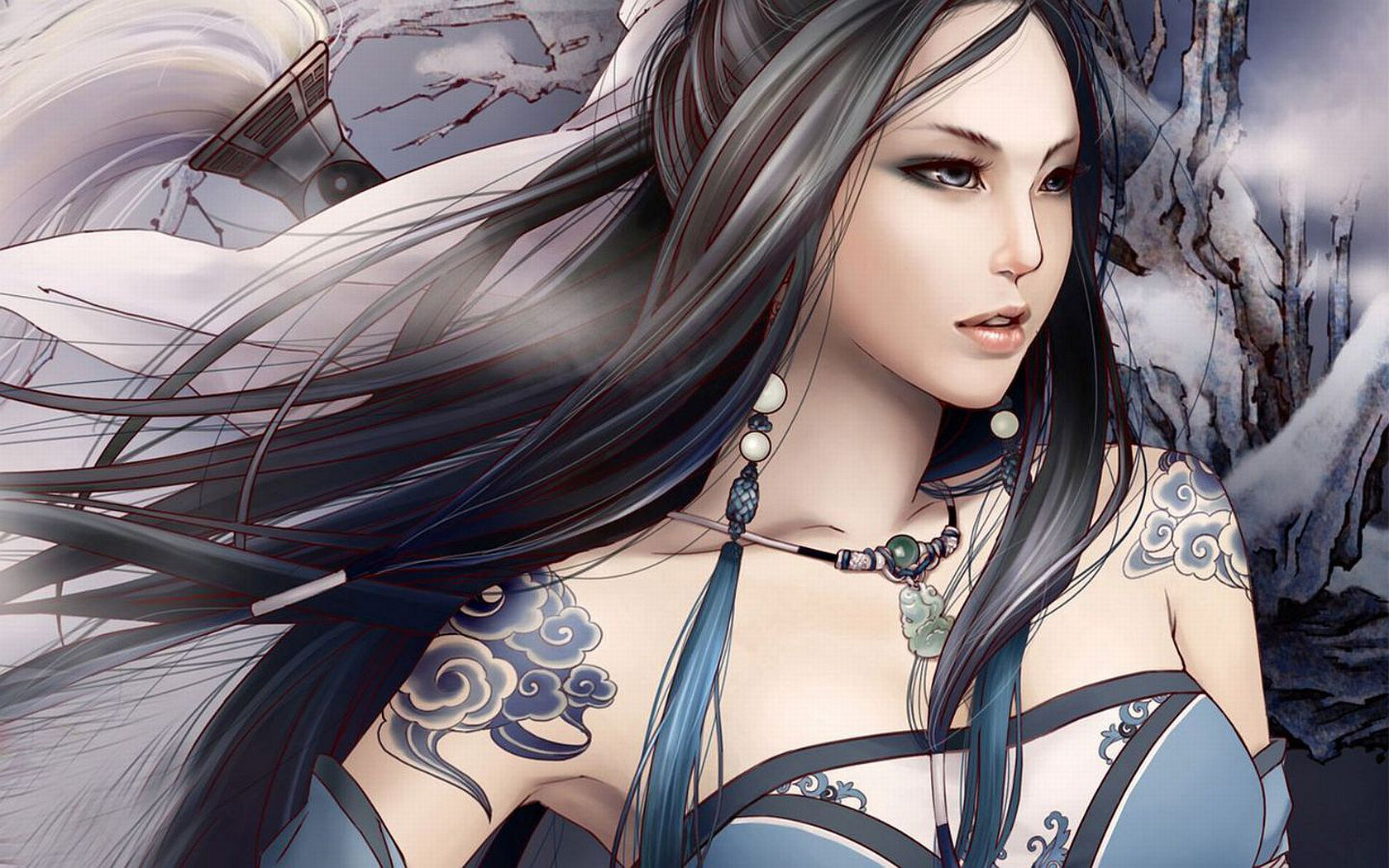 dark, video game, jx online, asian, blue, tattoo