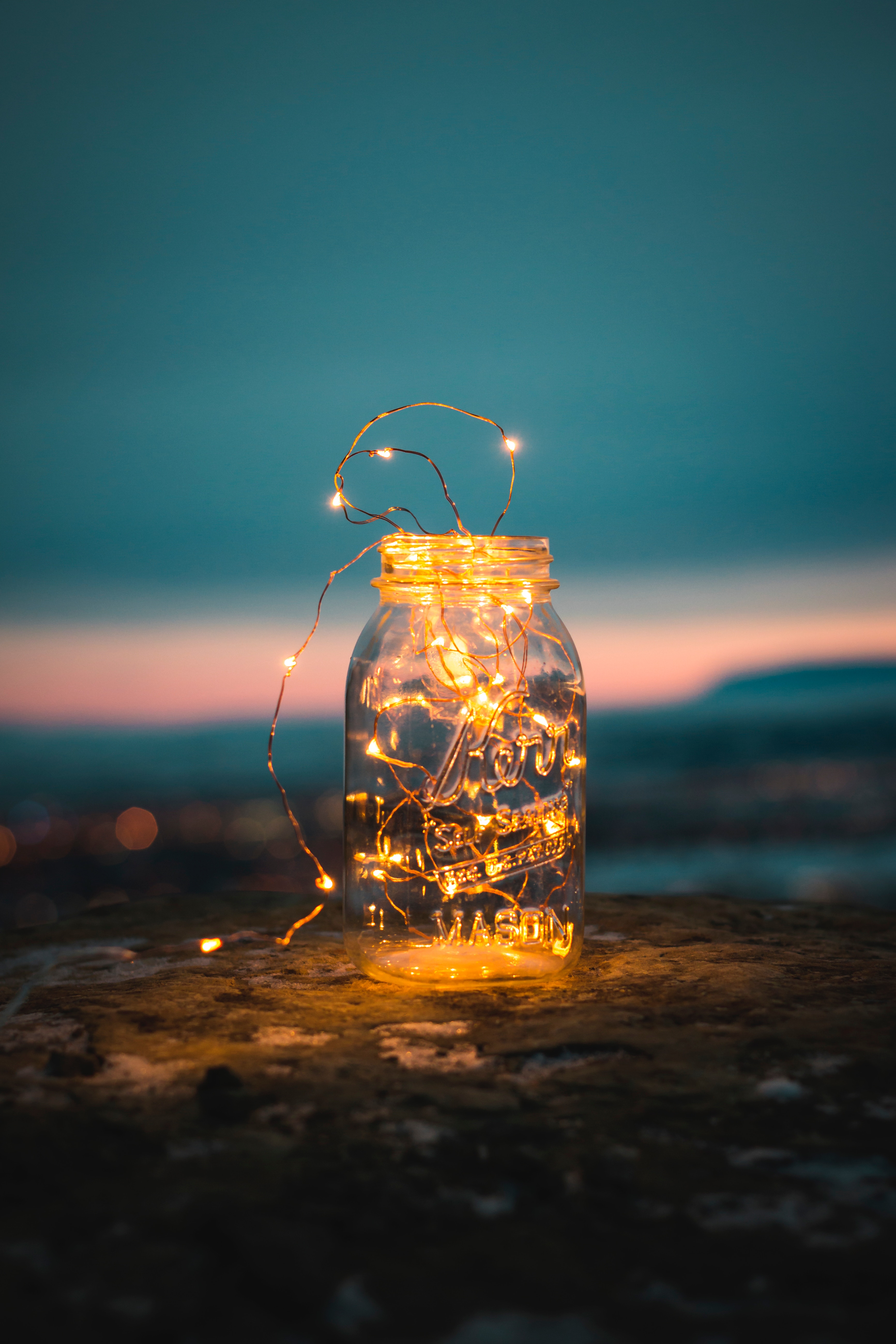 153139 download wallpaper miscellaneous, garland, bank, shine, light, miscellanea, jar screensavers and pictures for free