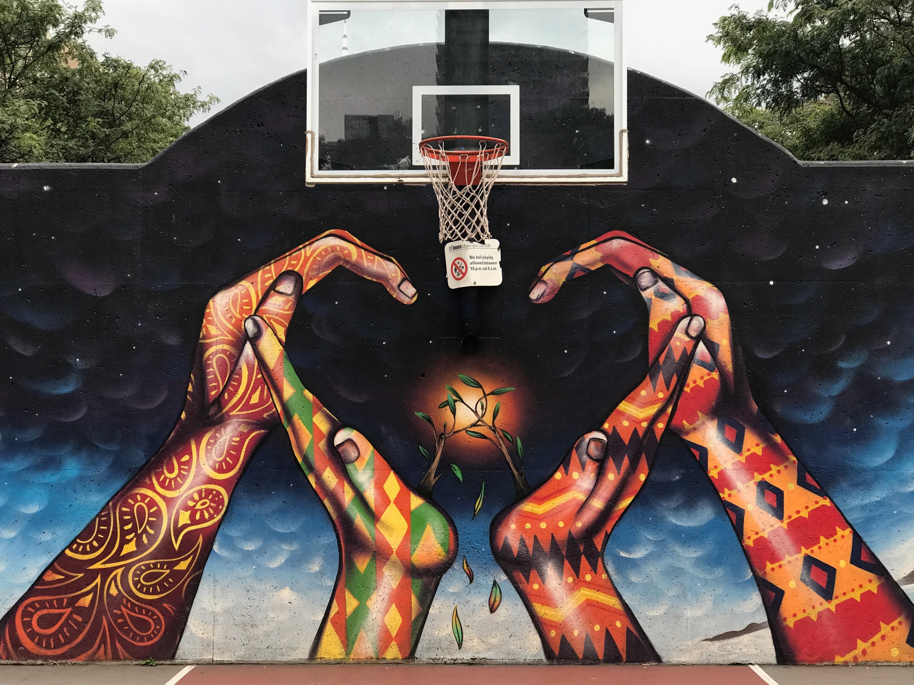 graffiti, art, hands, basketball net, basketball grid Full HD