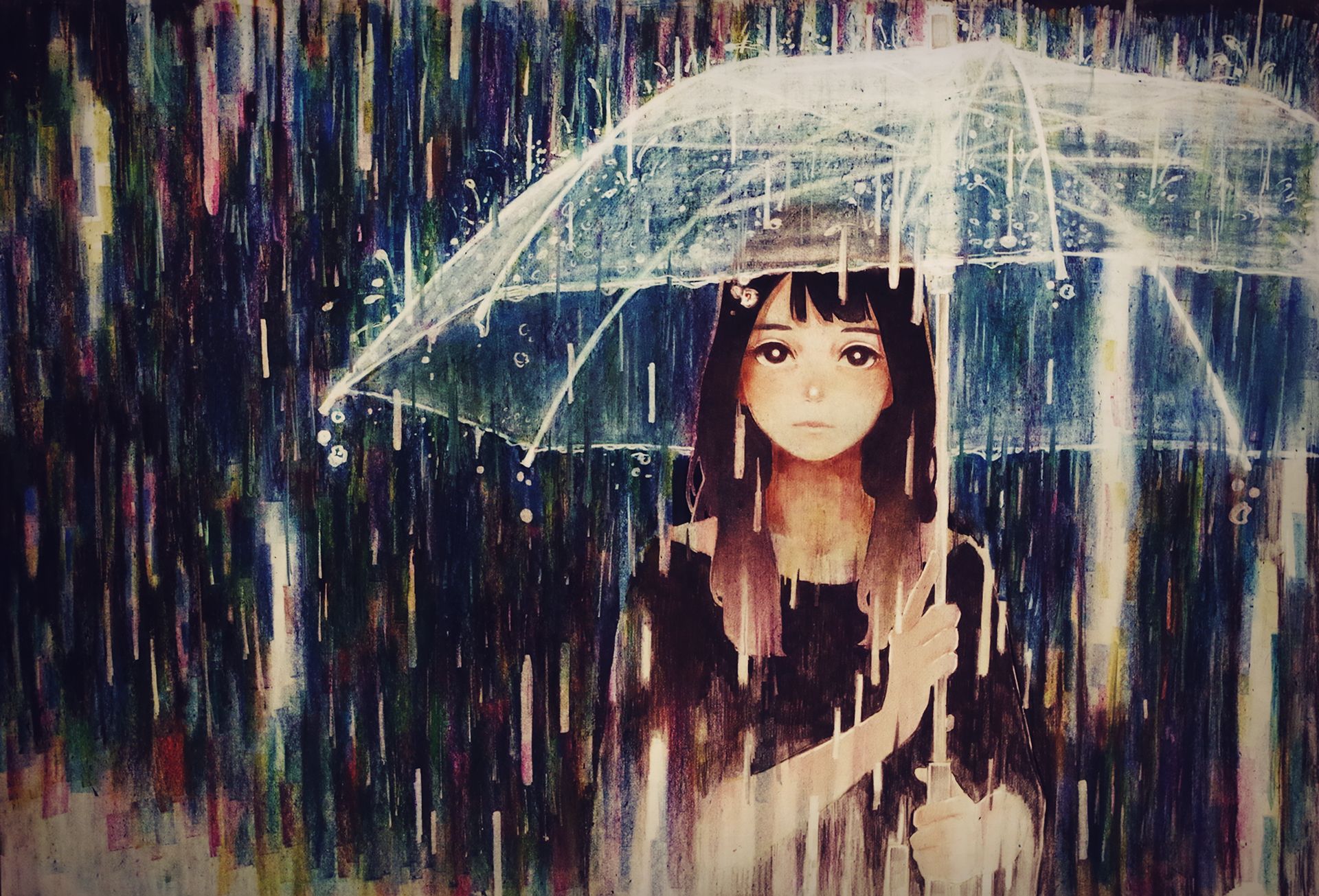 Аниме арт дождь