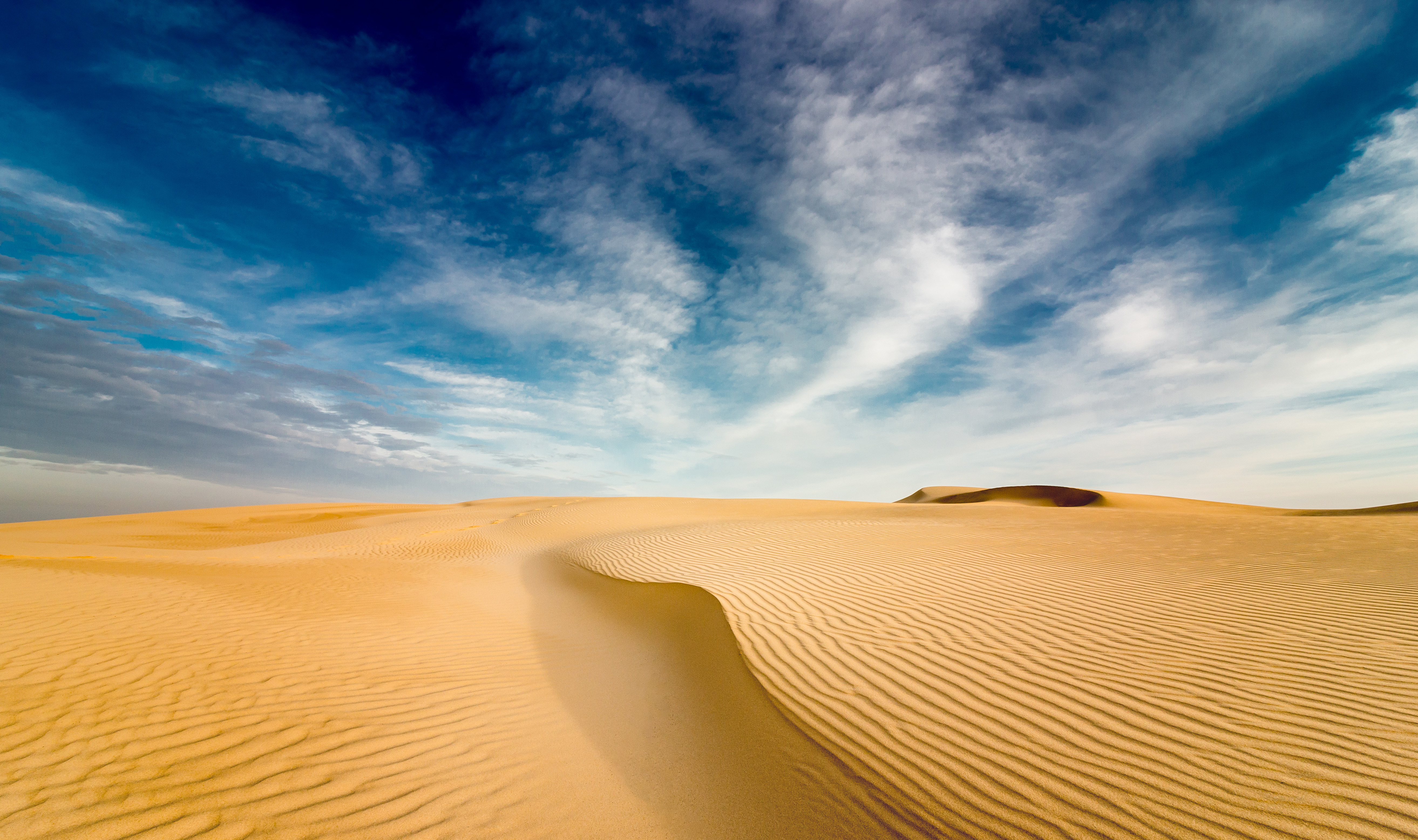 desert, sky, sand, dunes, wavy, nature