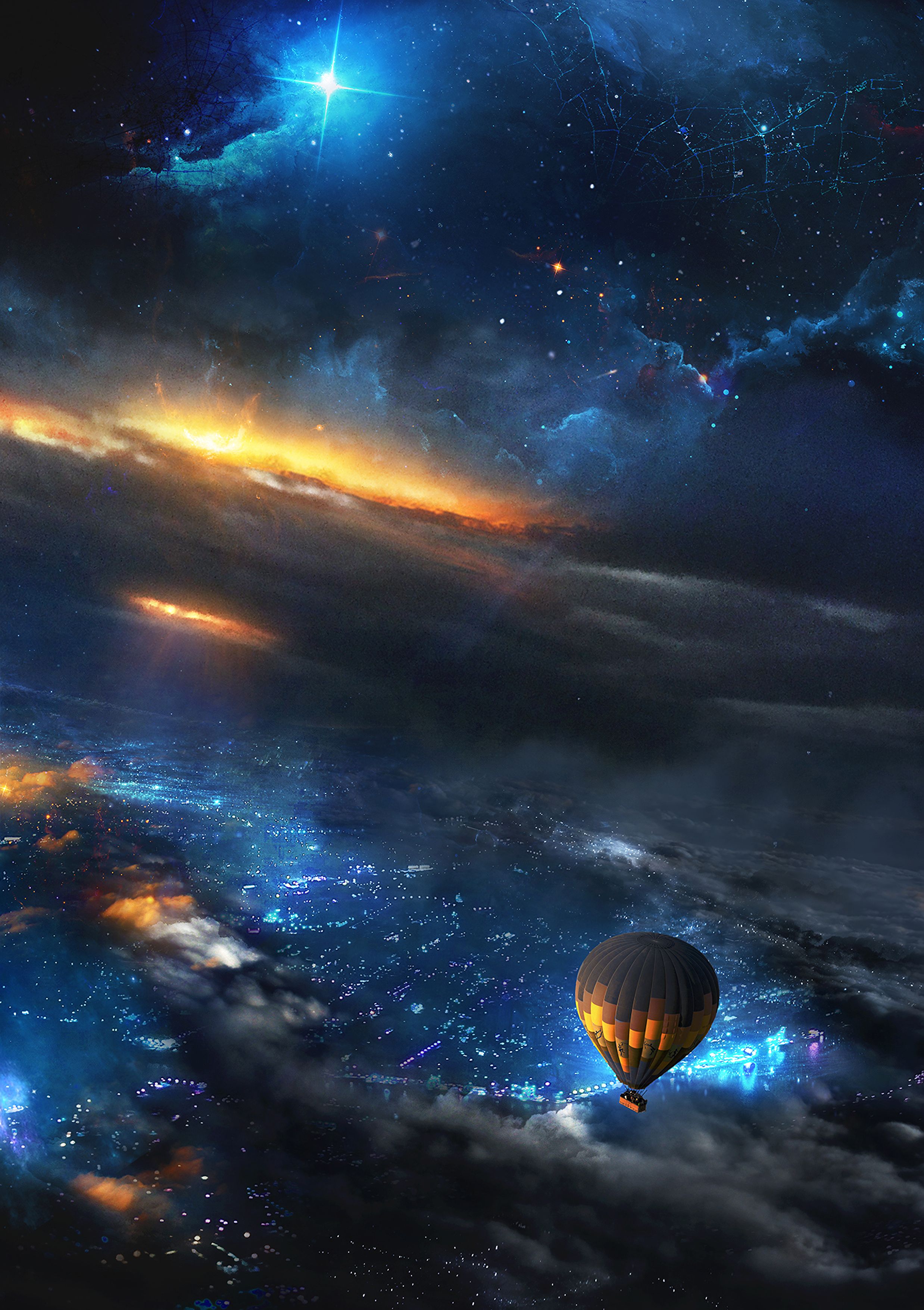 universe, art, sky, balloon Phone Background