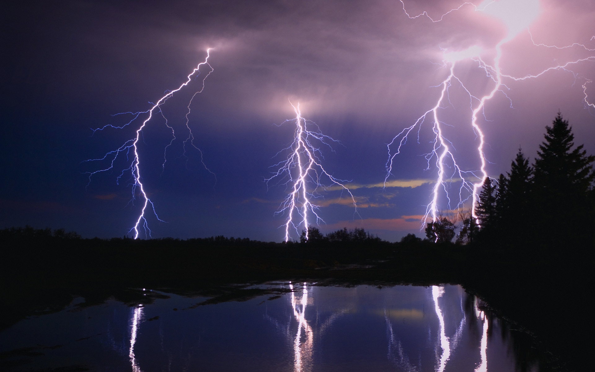 lightning, landscape, nature 1080p