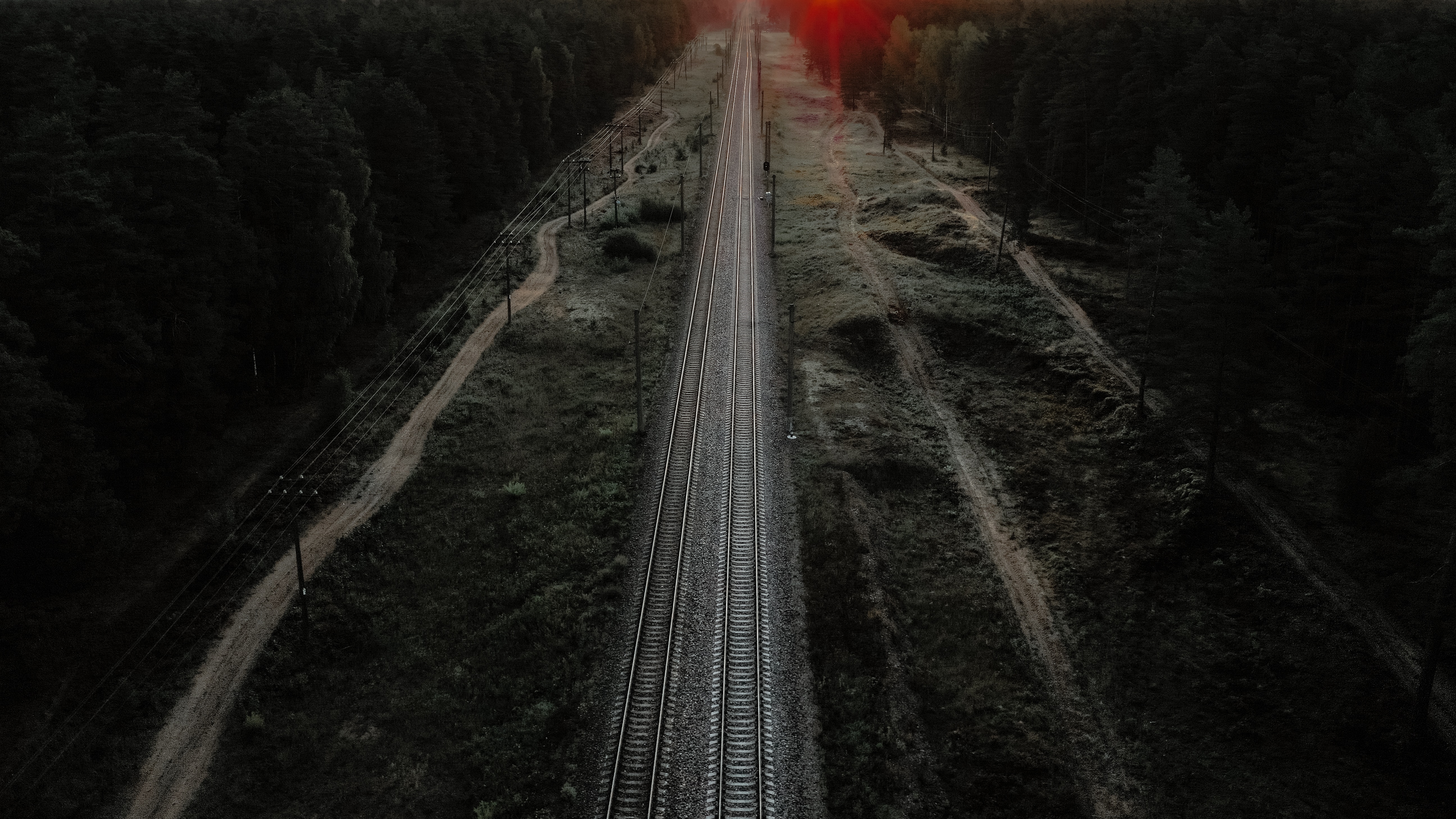railway, nature, view from above, miscellanea, miscellaneous, path, rails, way 32K