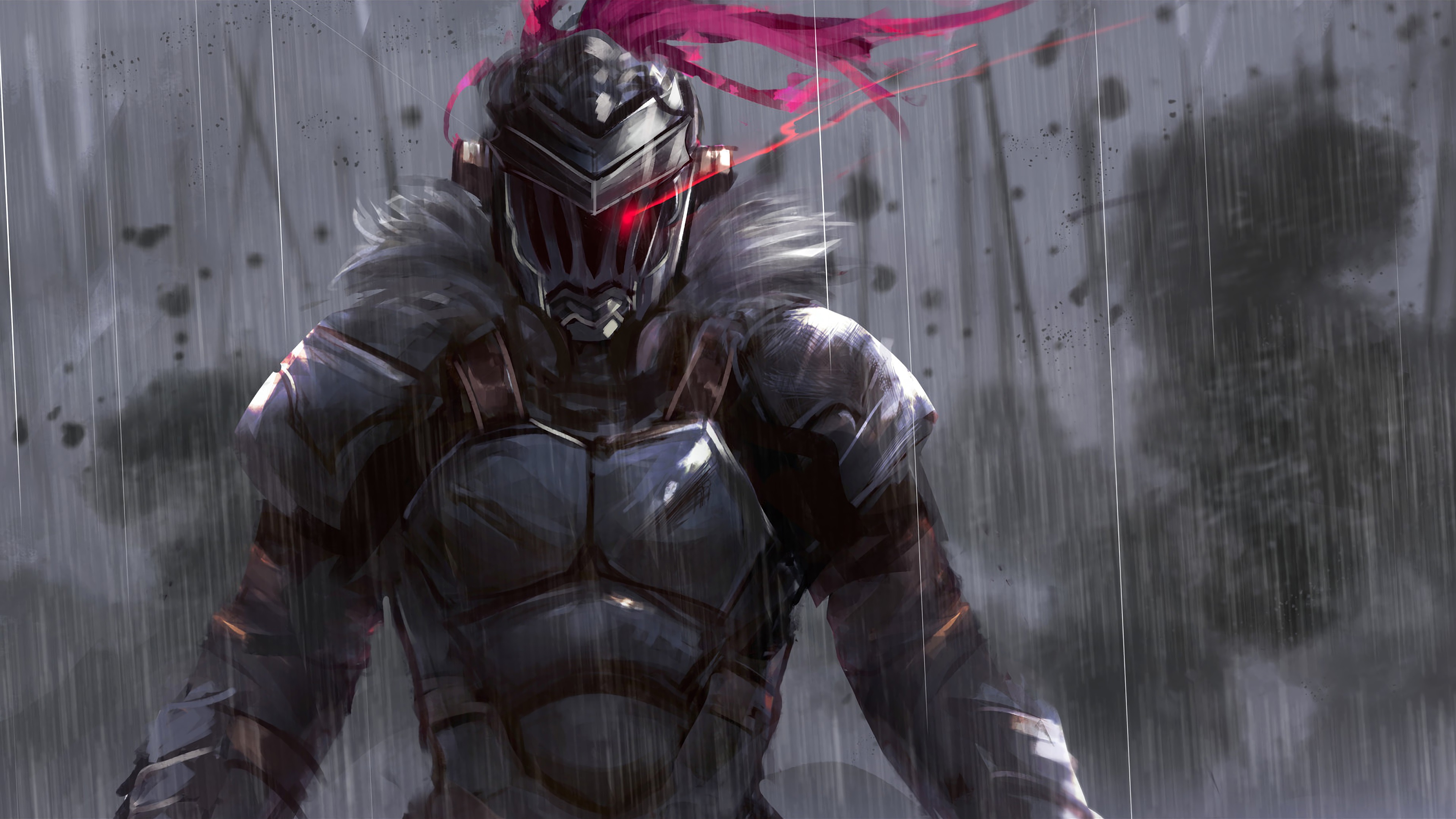 Phone Wallpaper rain, armor, goblin slayer, anime
