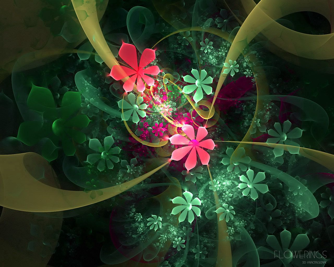 Immersion fractal, bright, light coloured, flowers 4k Wallpaper