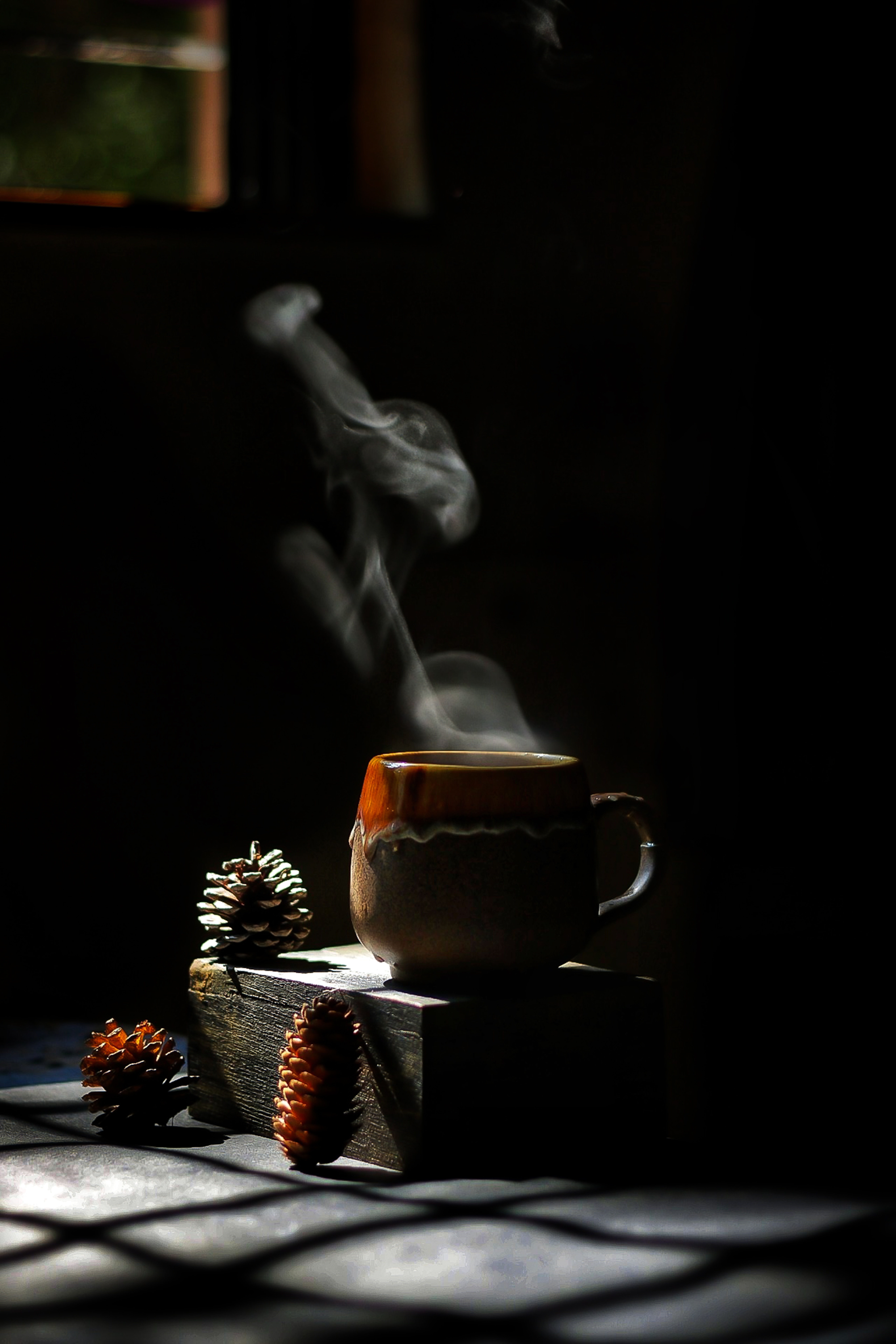 cup, cones, dark, drink, beverage, steam High Definition image
