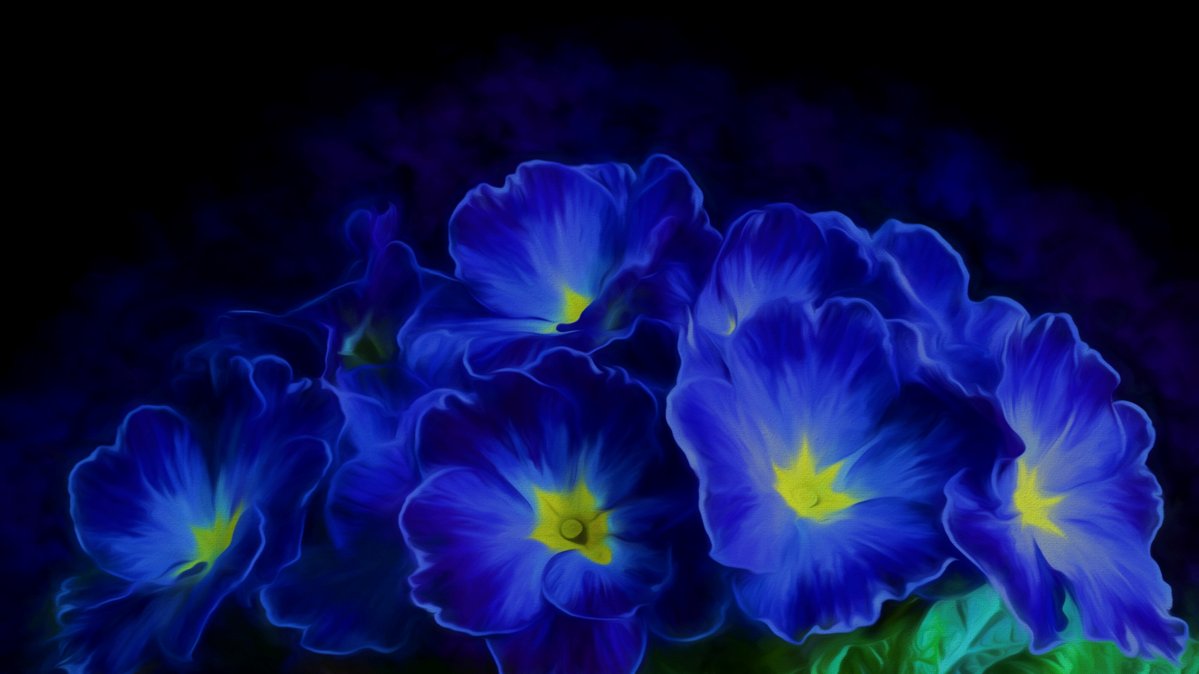 android artistic, flower, blue flower, painting, primrose, flowers