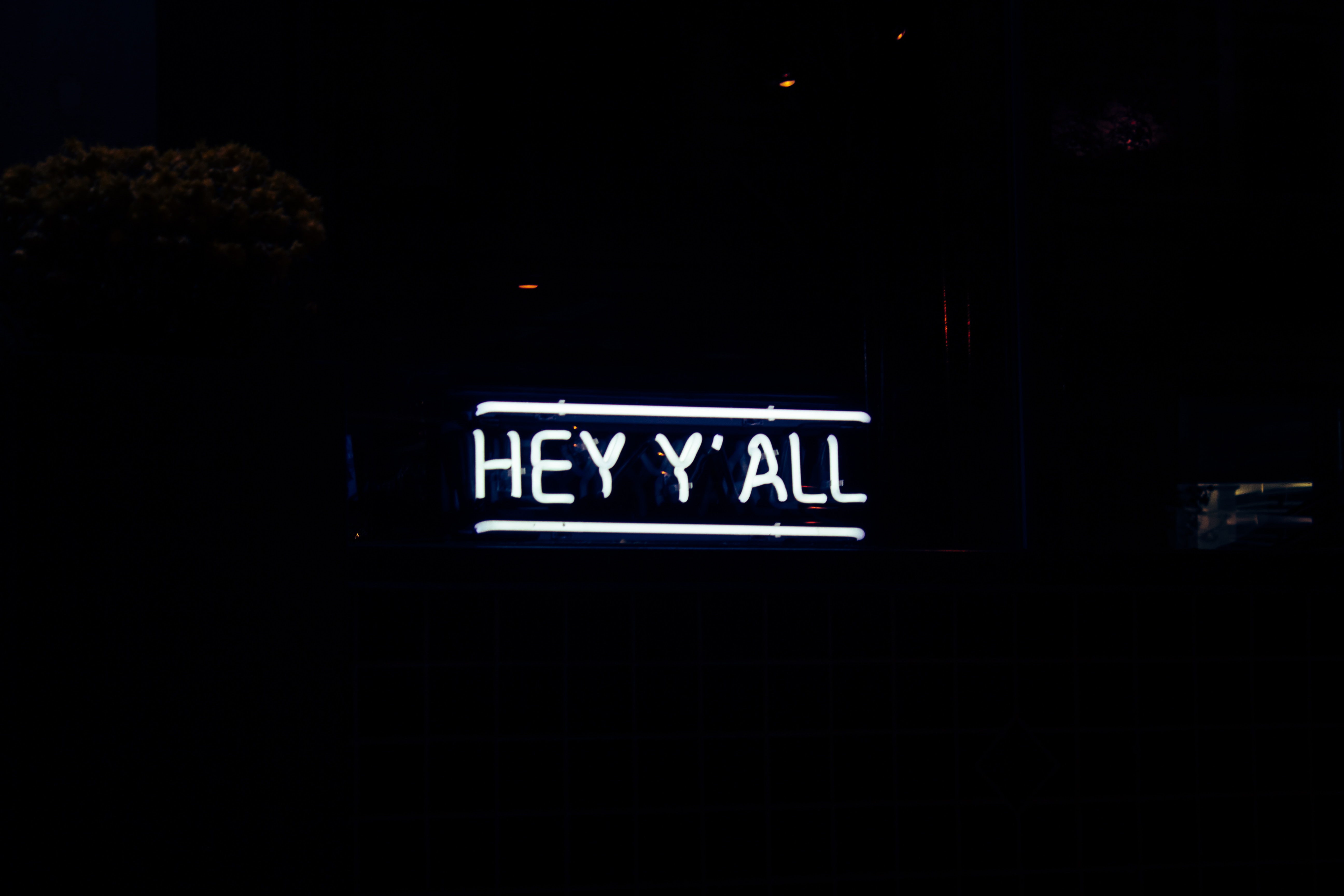 Signboard greeting, darkness, words, neon Lock Screen