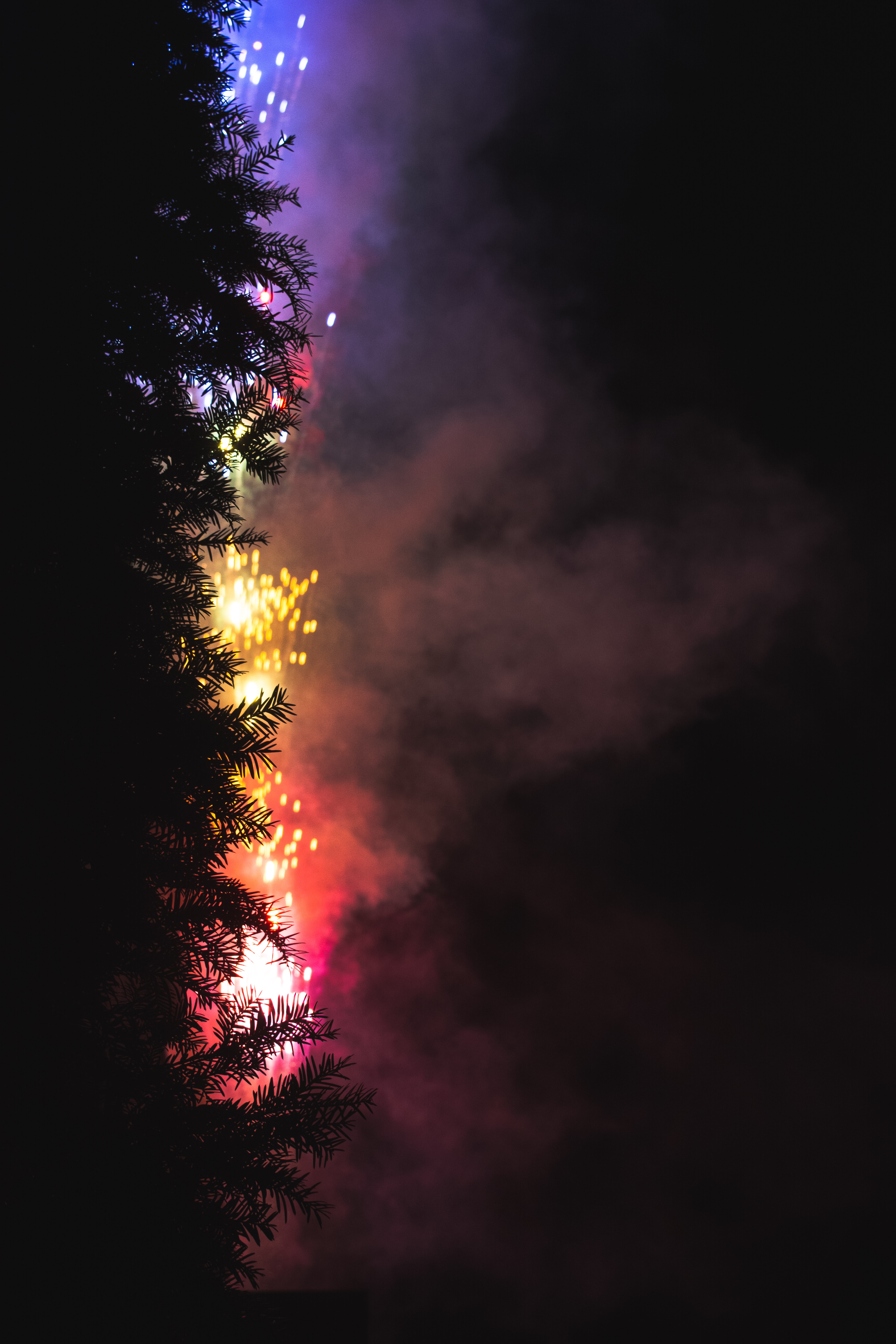 Mobile HD Wallpaper Firework fireworks, wood, dark, night