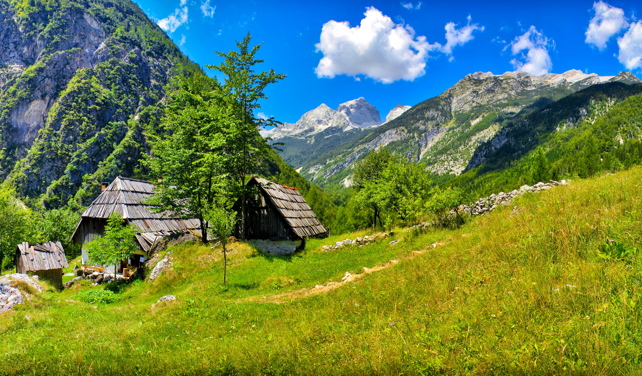 summer, nature, grass, mountains, sun, slovenia