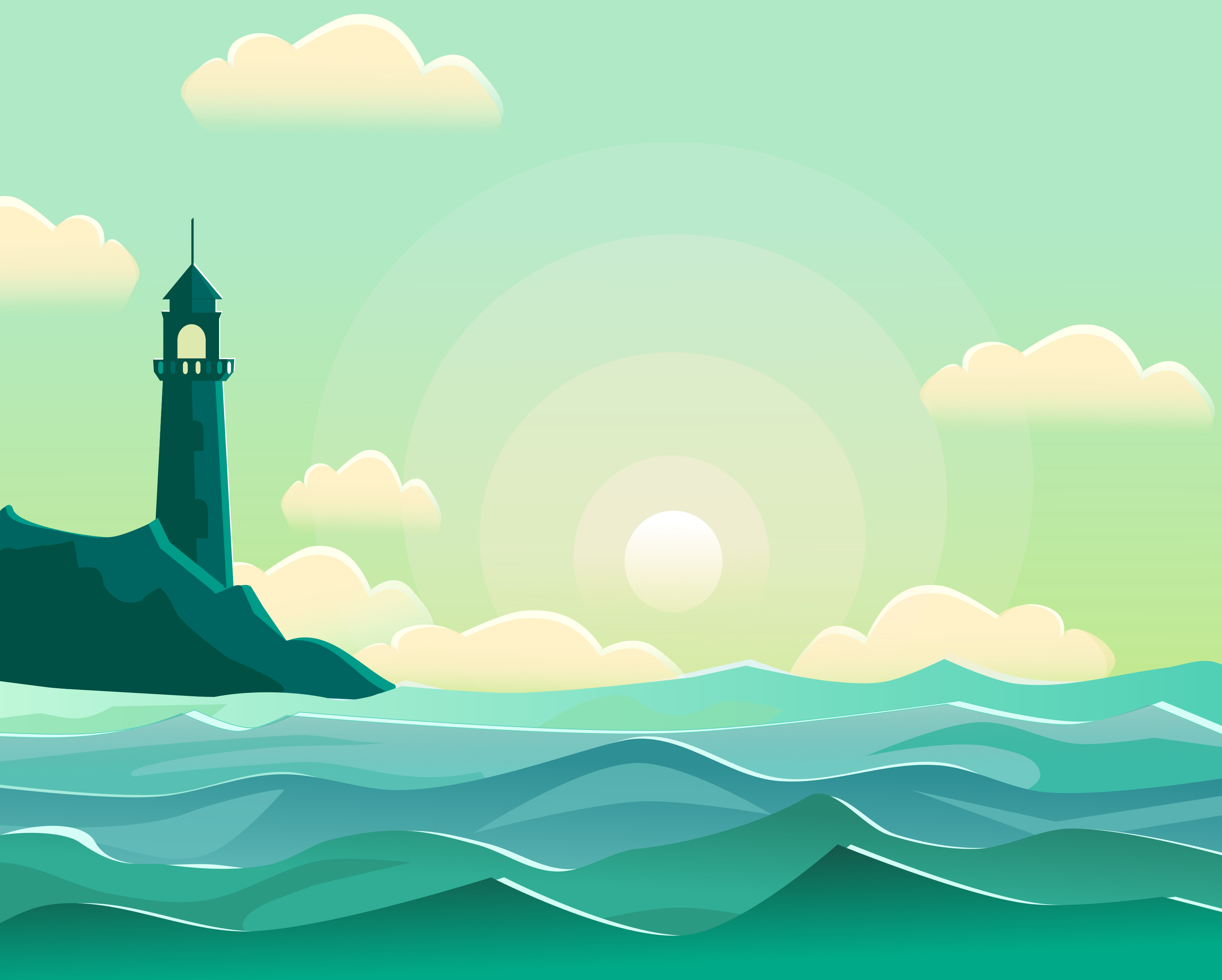 Laden Sie das Kunst, Sea, Waves, Vektor, Leuchtturm-Bild kostenlos auf Ihren PC-Desktop herunter
