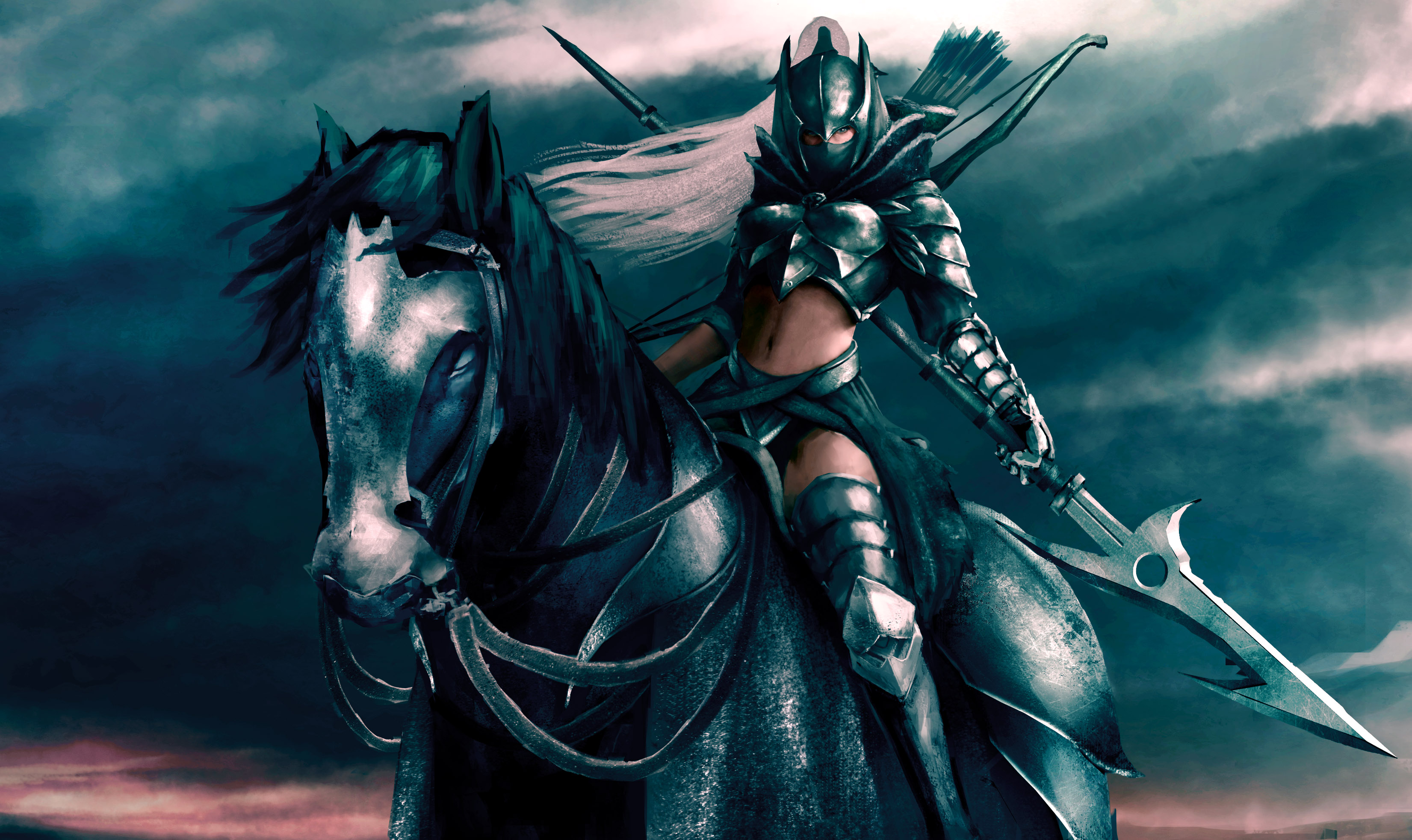 Девушка рыцарь на коне