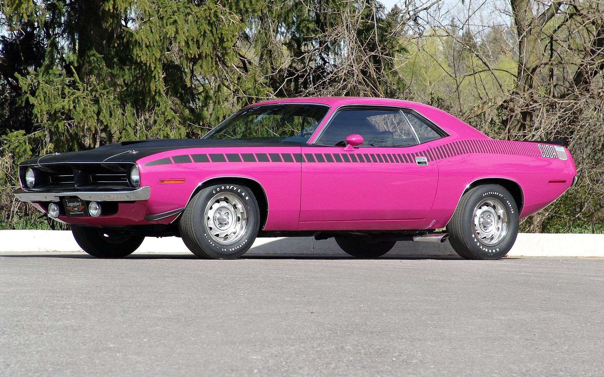 150811 Hintergrundbild herunterladen rosa, cars, 1970, plymouth, cuda - Bildschirmschoner und Bilder kostenlos