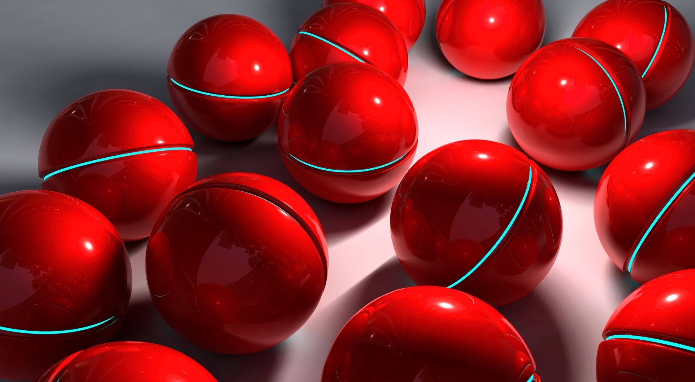 glass, 3d, red, sphere Horizontal Wallpapers