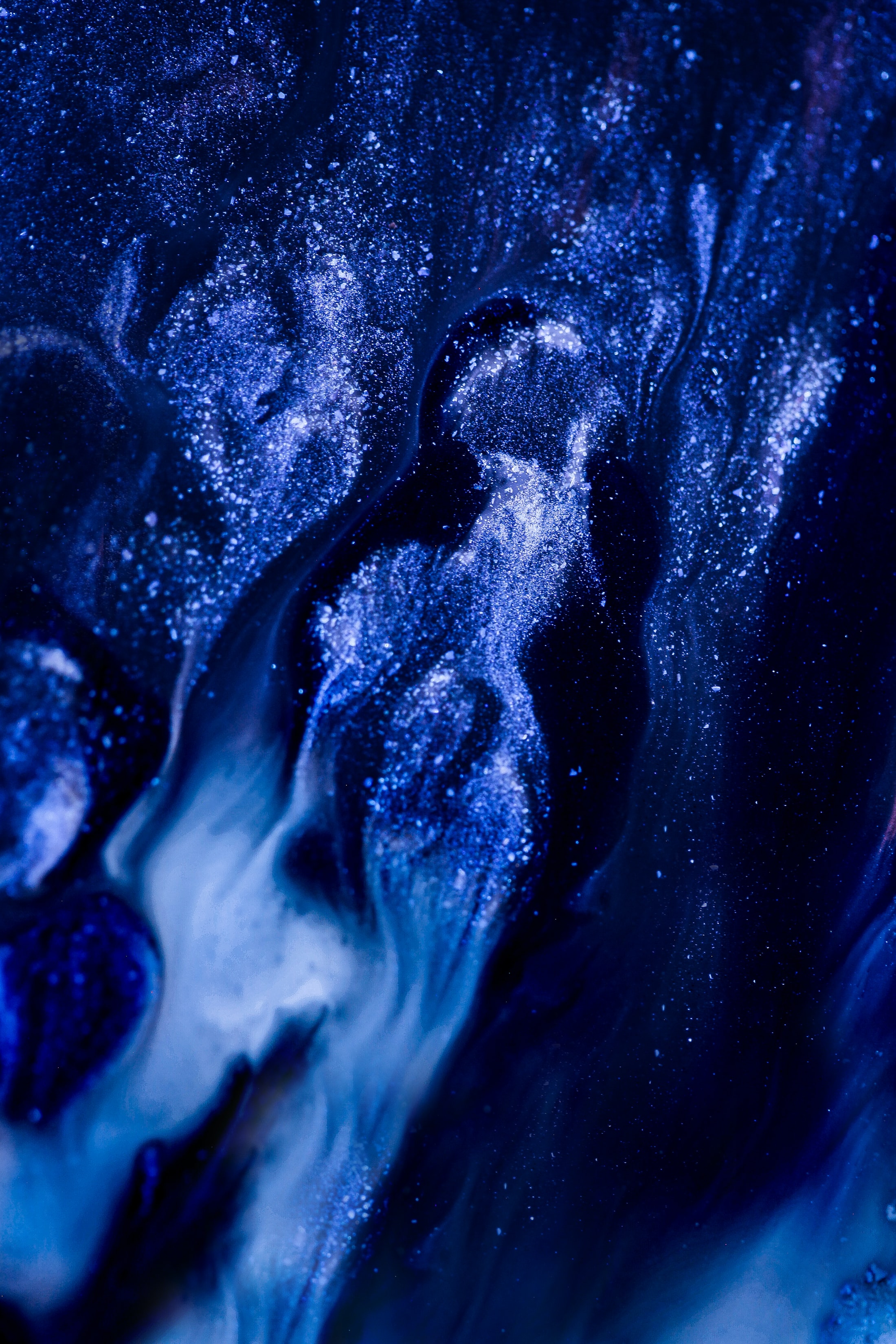 liquid, abstract, blue, paint, tinsel, sequins