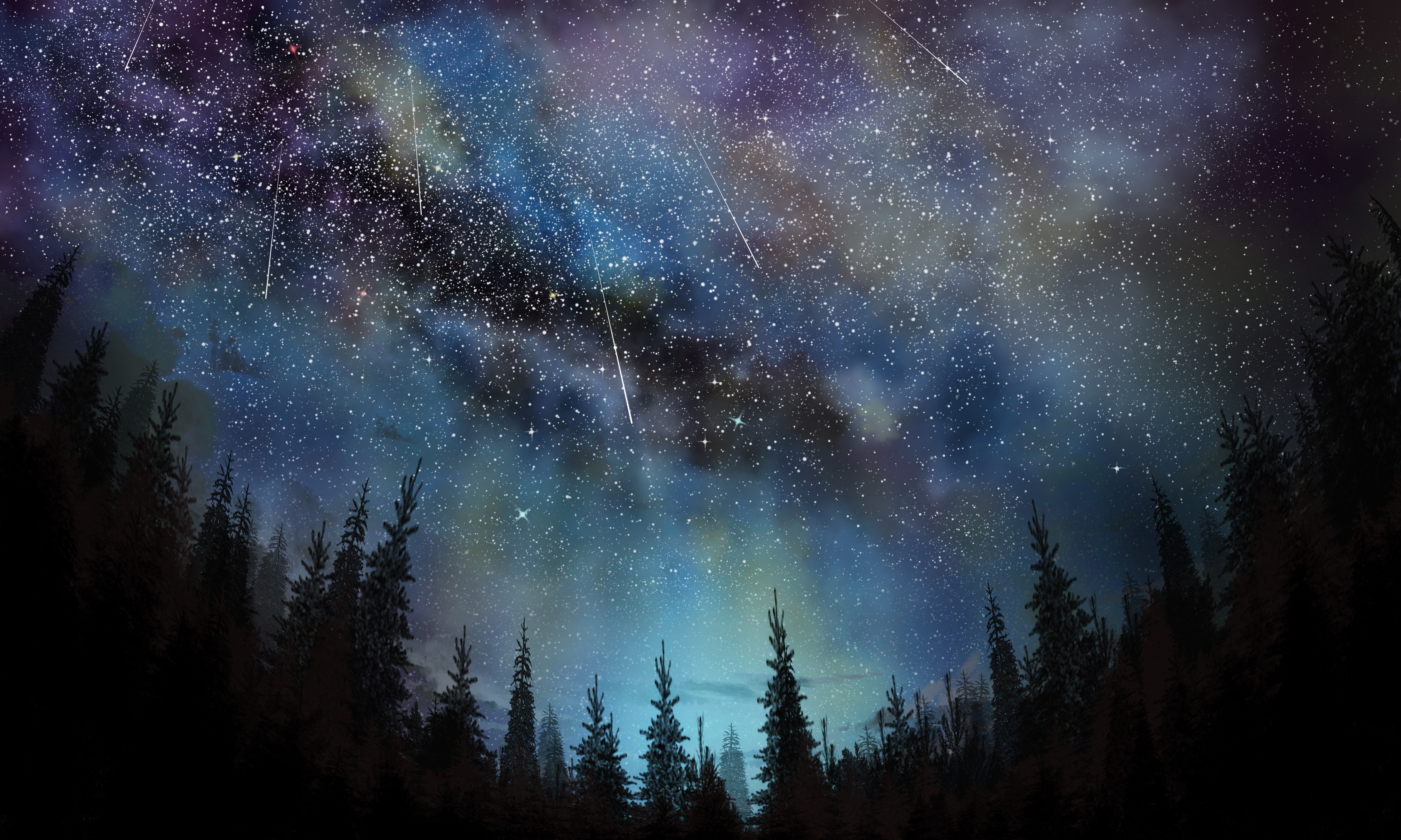stars, earth, night, comet Aesthetic wallpaper