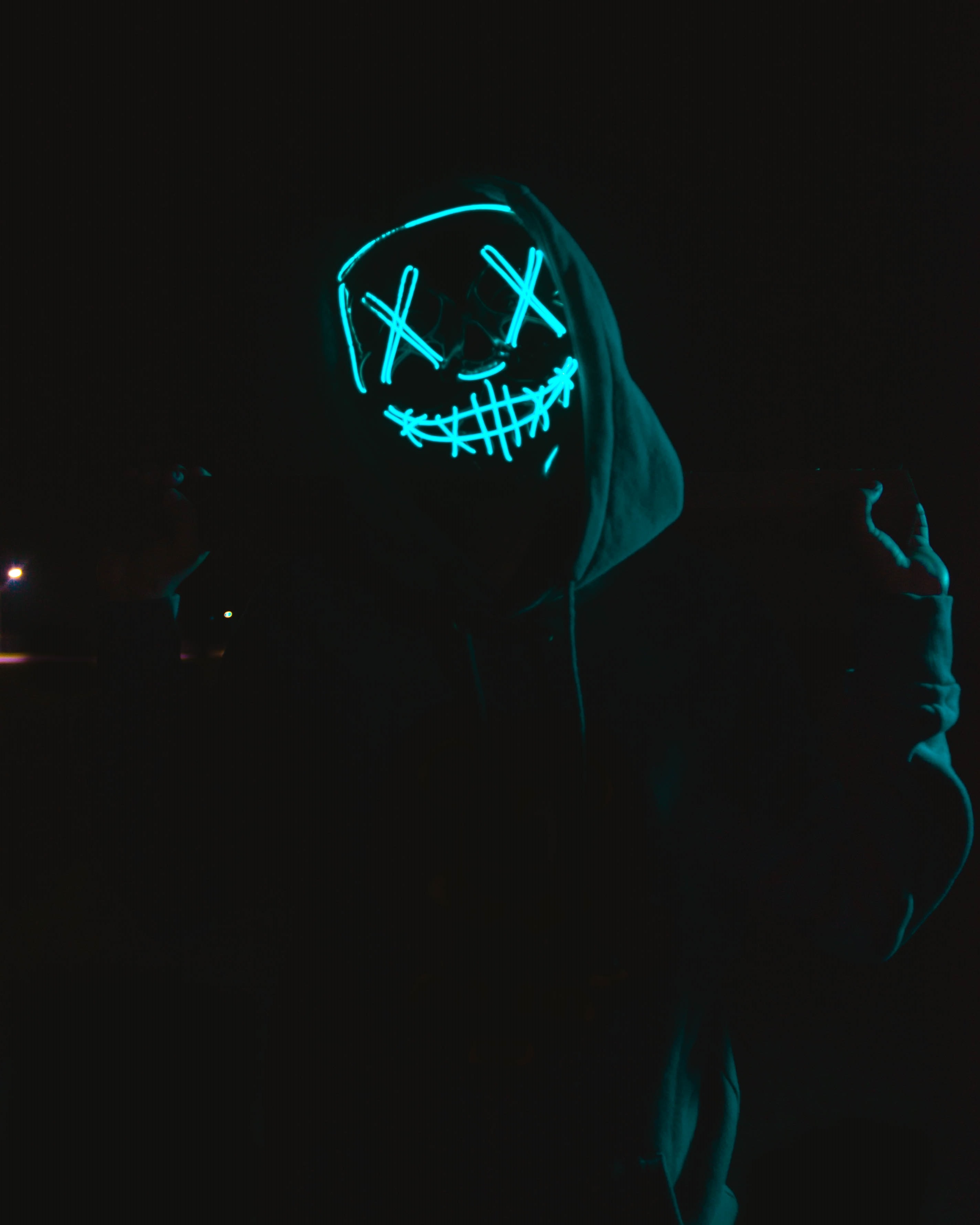 Anonymous hood, dark, mask, neon Lock Screen