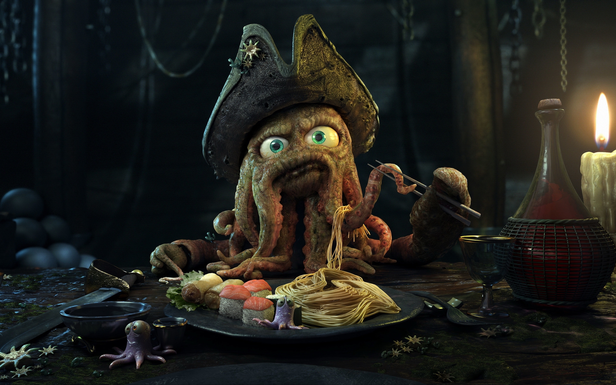 android pirates of the caribbean, funny, black, pirats, sushi