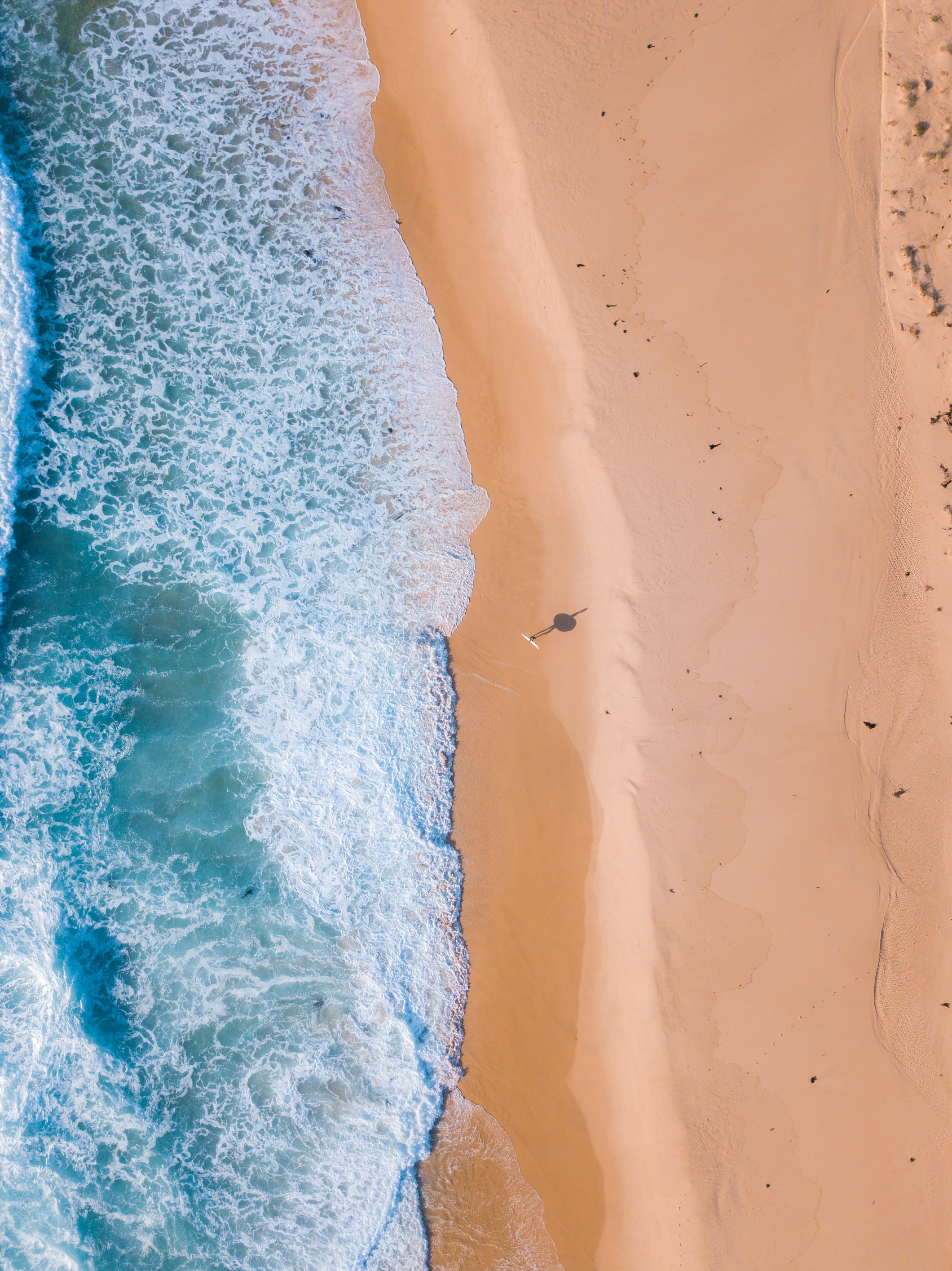 32k Wallpaper Surf view from above, beach, sand, water