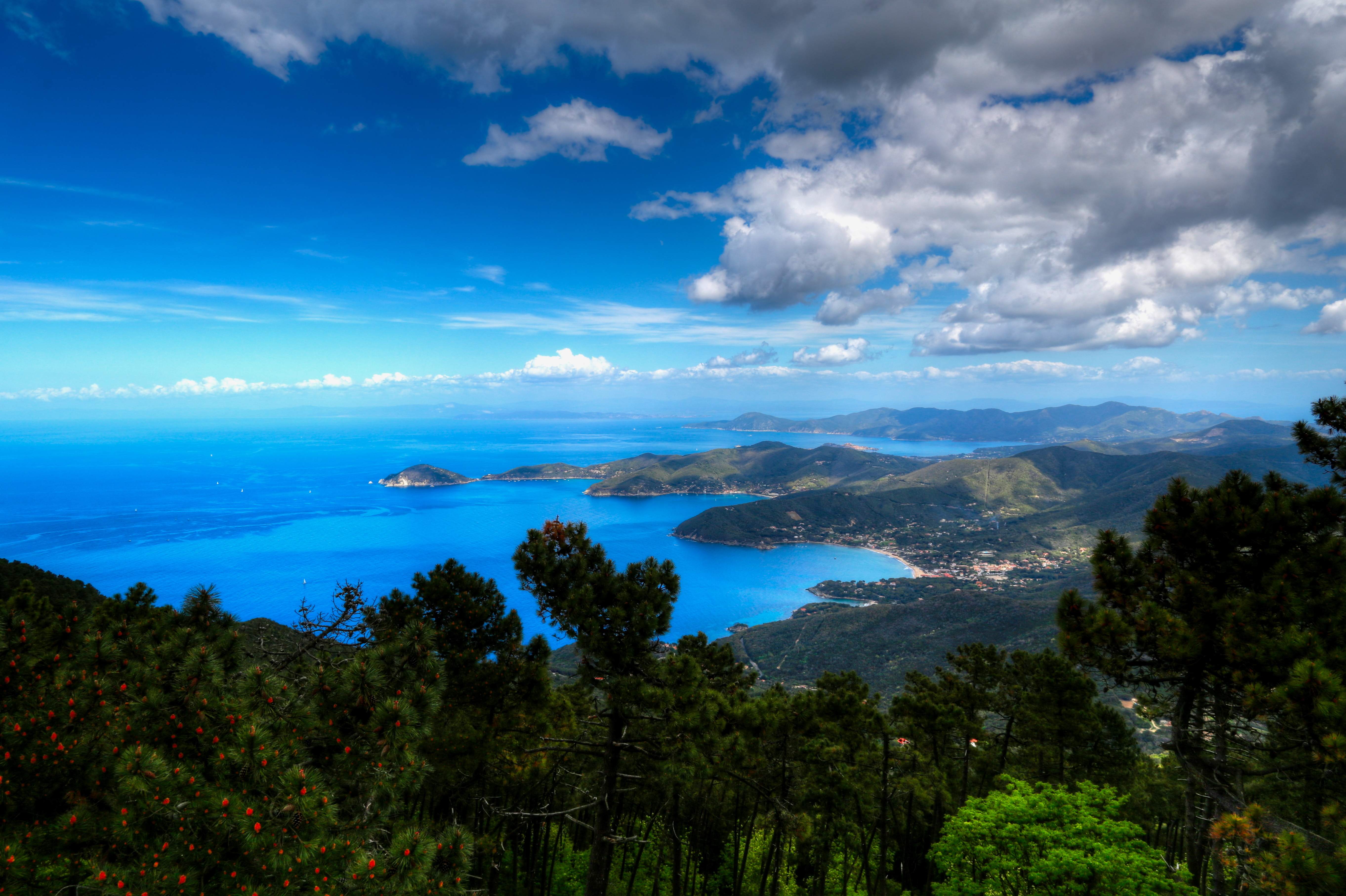 117812 download wallpaper landscape, nature, mountains, sea, italy, view from above screensavers and pictures for free