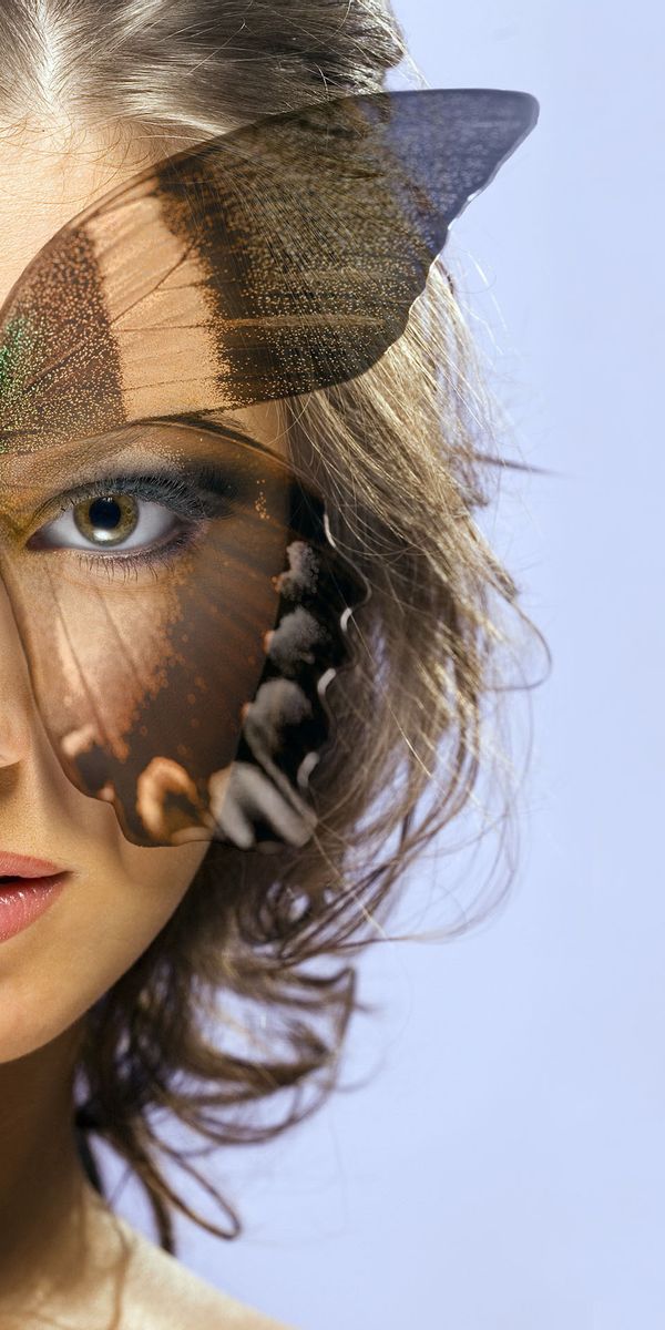 Модель в маске. Лицо мотылька. Лицо бабочки. Девушка с бабочкой на лице. Маска "бабочка".