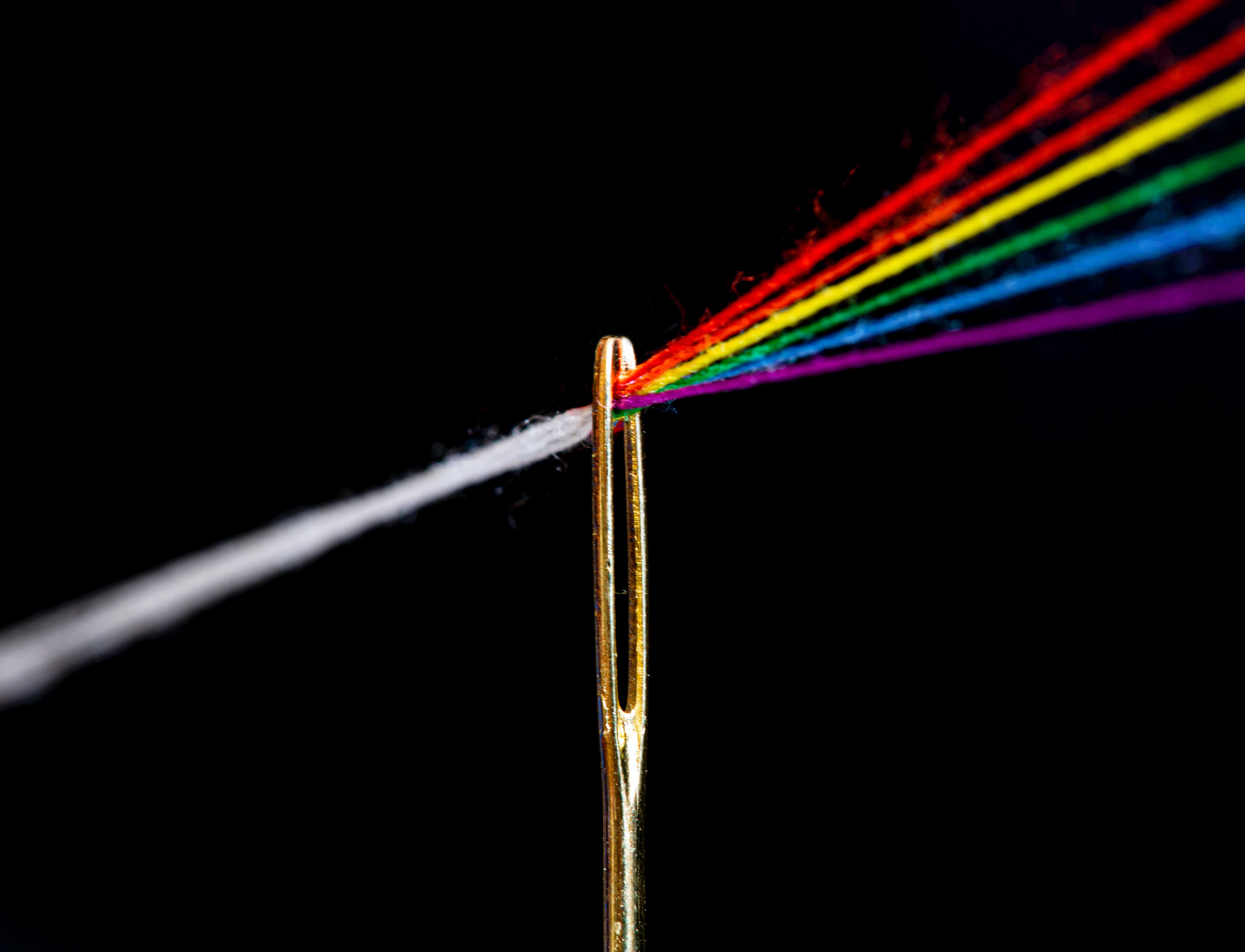 needle, rainbow, miscellanea, miscellaneous, multicolored, motley, threads, thread, refraction