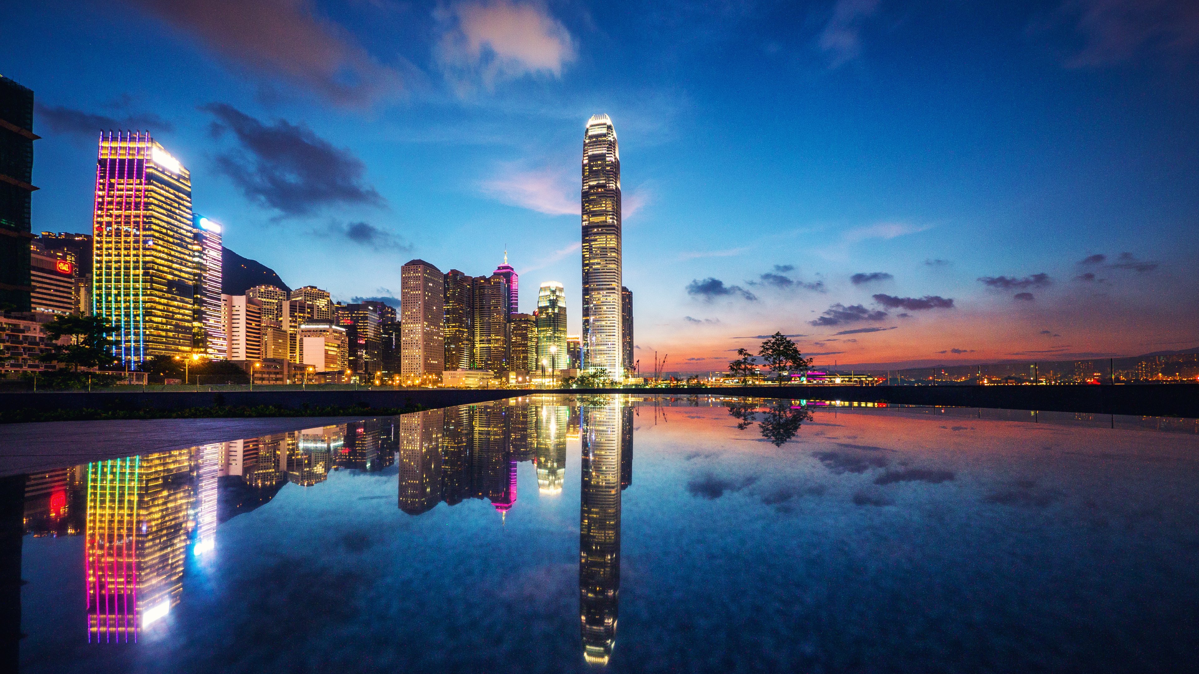 reflection, architecture, cityscape, hong kong, man made, cities, building, twilight UHD
