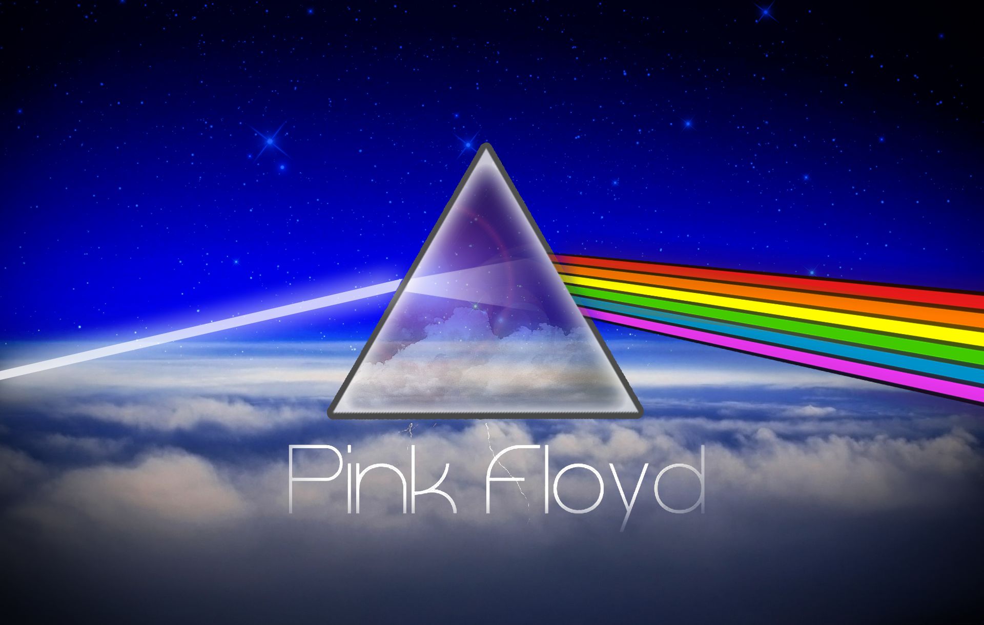 HD desktop wallpaper: Music, Sky, Rainbow, Cloud, Triangle, Pink Floyd  download free picture #915172